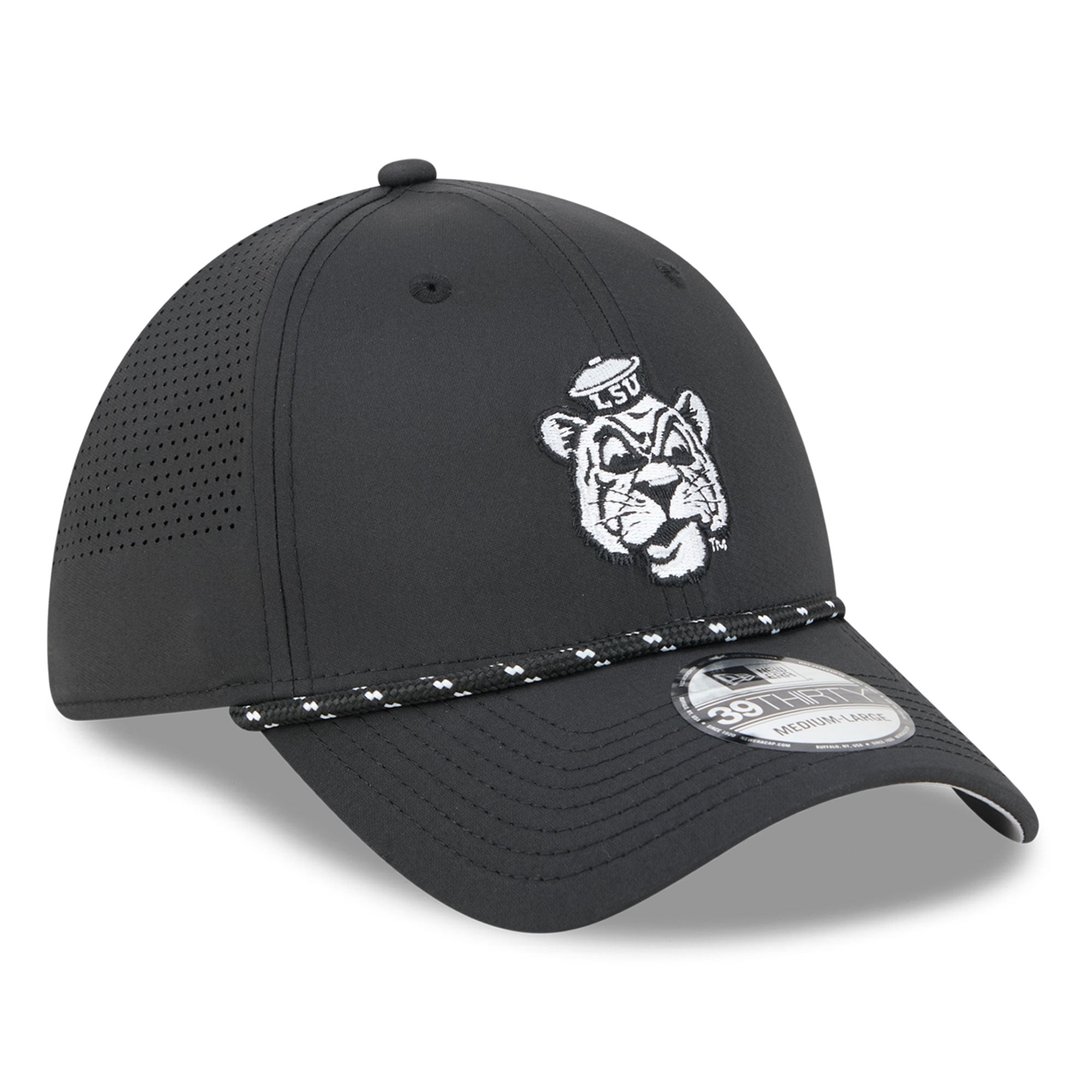 Casquette extensible New Era noire pour homme LSU Tigers Vault Inline Performance Rope 39THIRTY