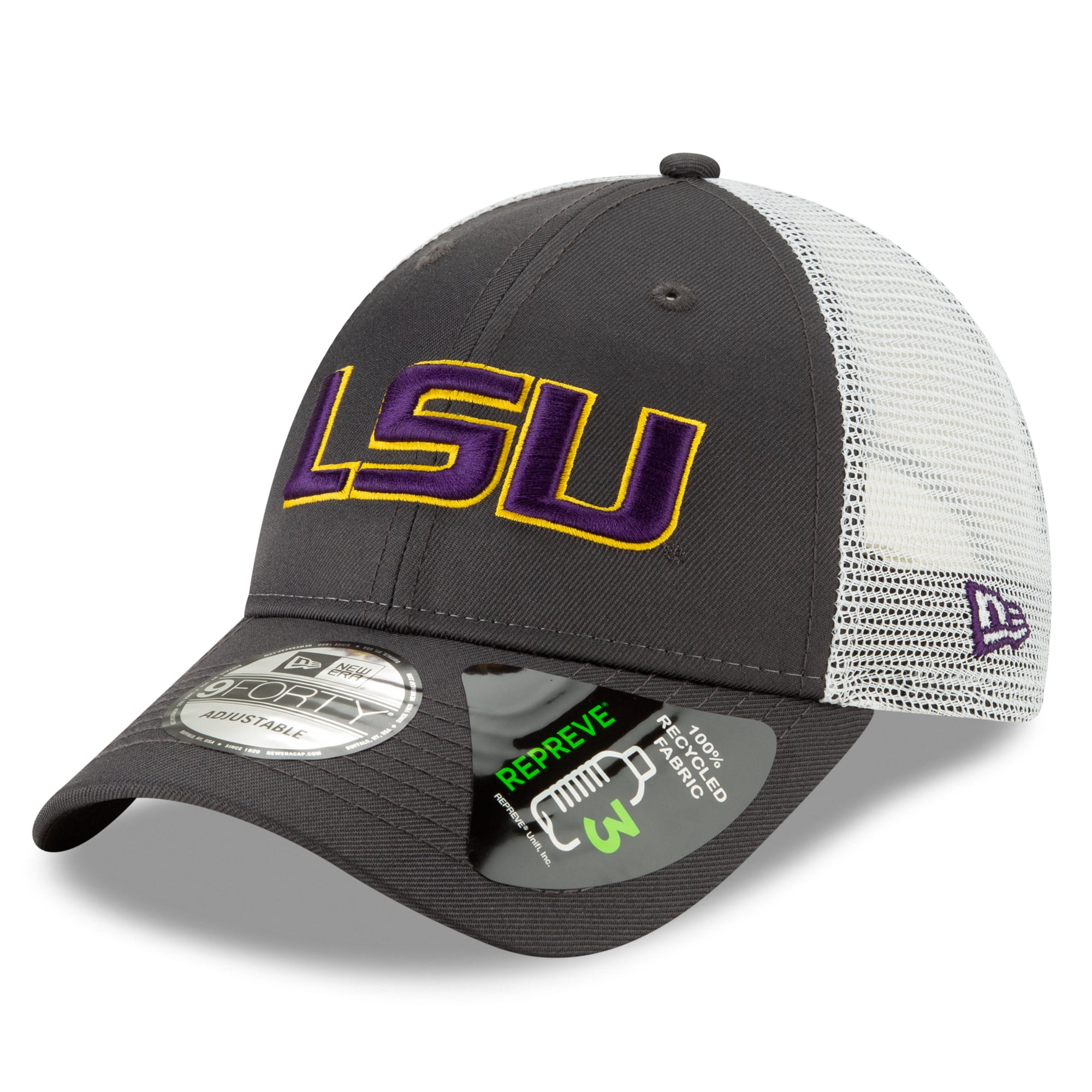 Men's New Era Graphite LSU Tigers Repreve Trucker 9FORTY Snapback ...