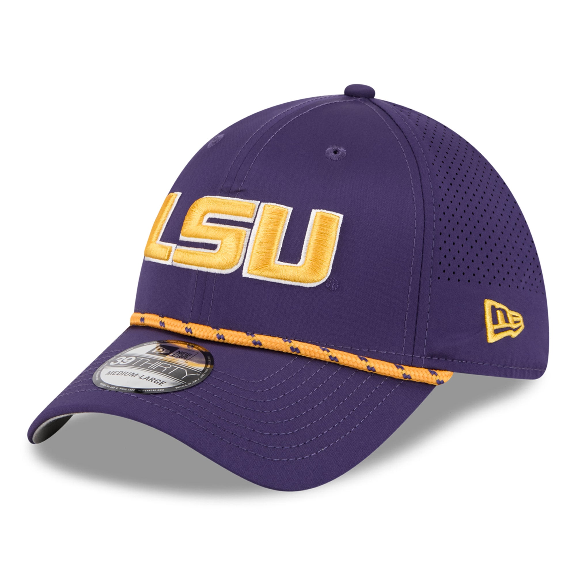 Men's New Era  Purple LSU Tigers Performance Rope 39THIRTY Stretch Hat