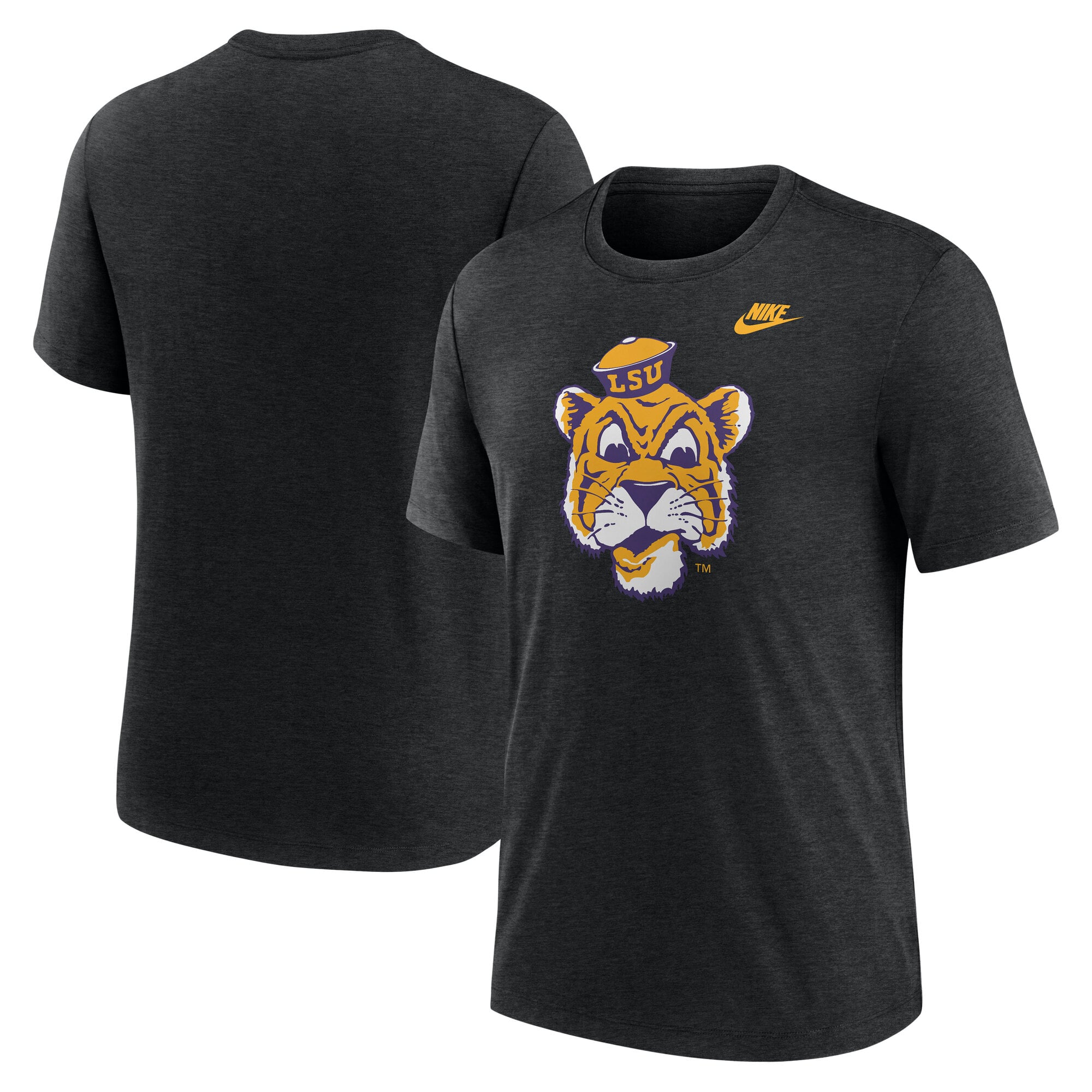 T-shirt Nike Heather Black LSU Tigers Blitz Legacy Primary Tri-Blend pour homme