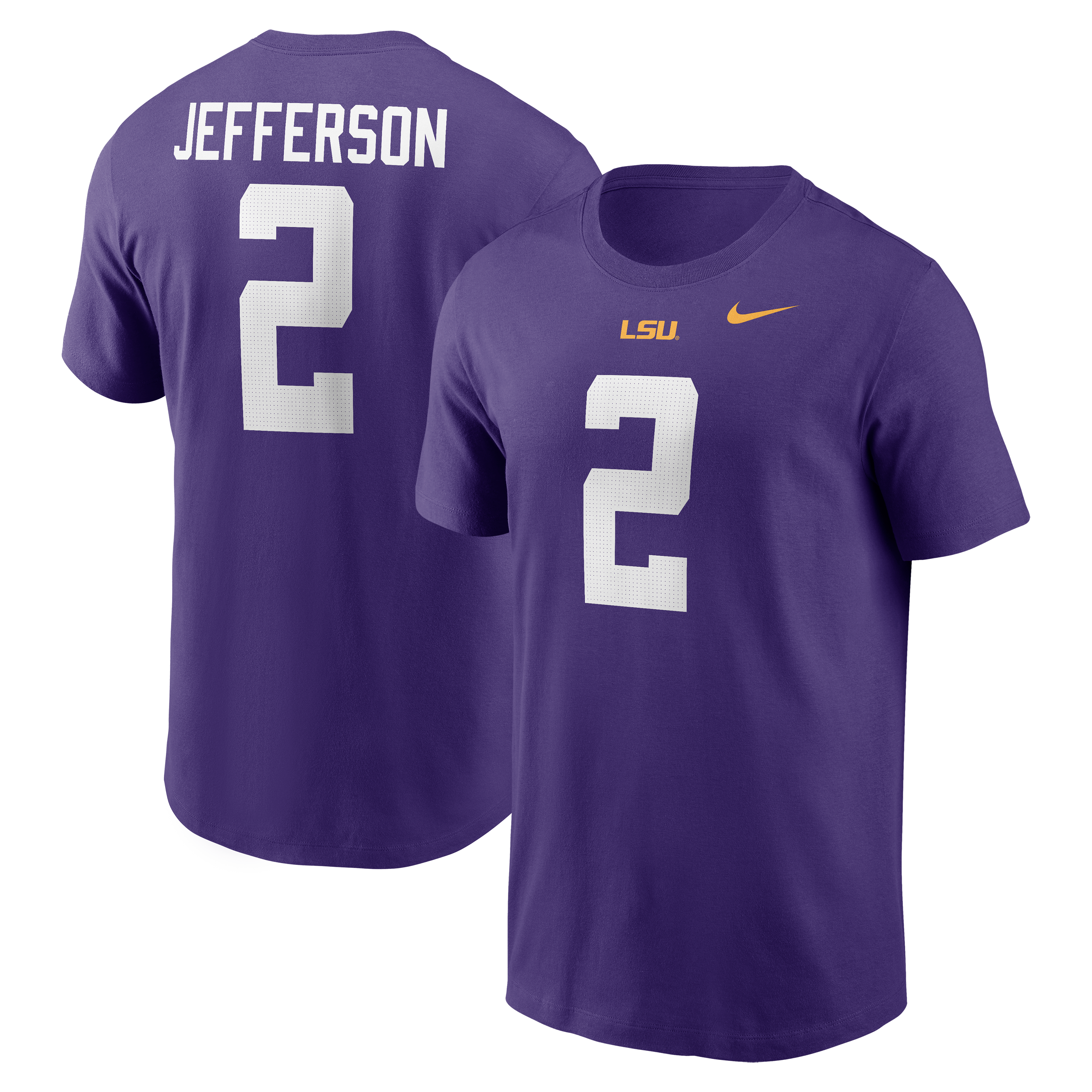 Men's Nike Justin Jefferson Purple LSU Tigers Name & Number T-Shirt