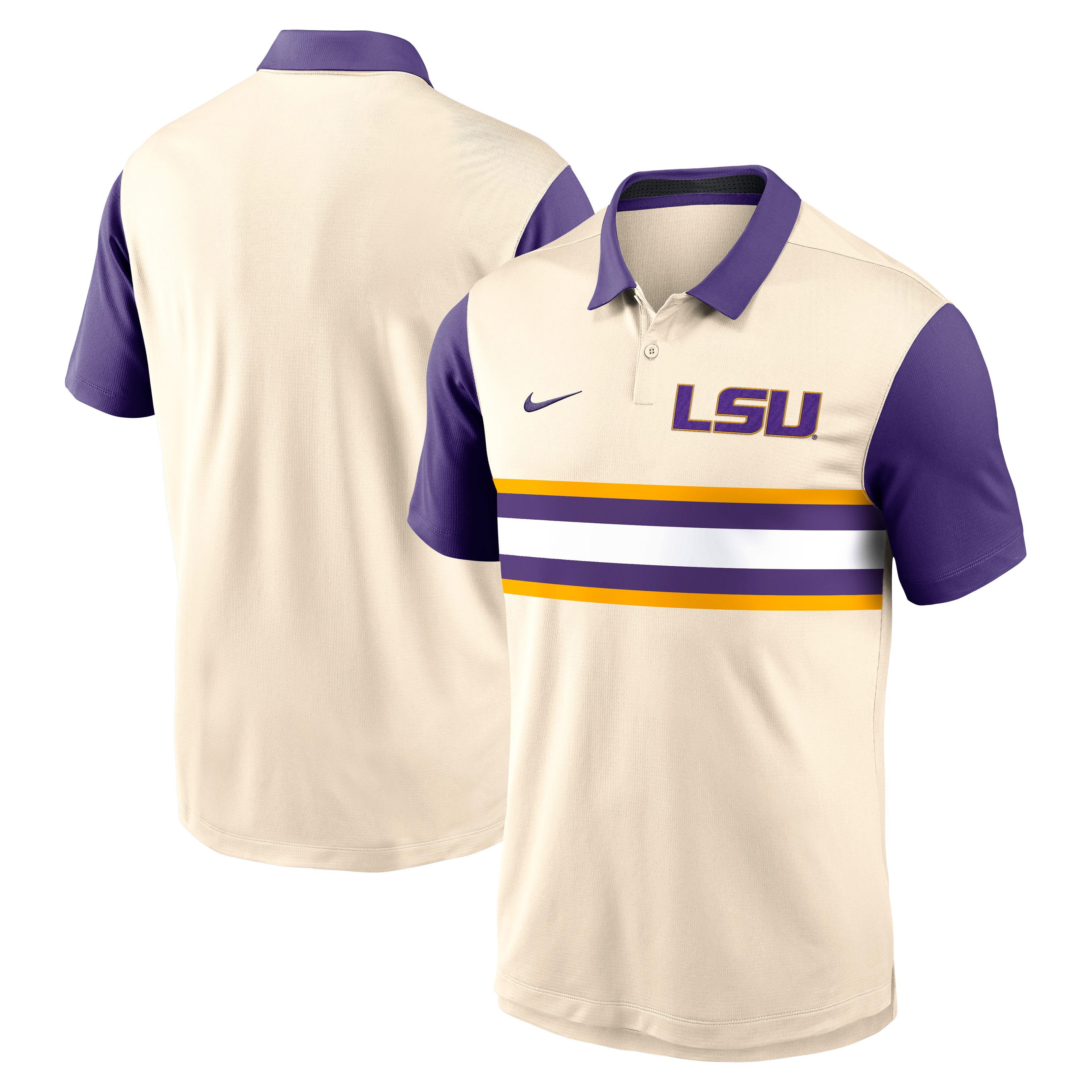Men's Nike Natural/Purple LSU Tigers Vapor Primary Logo Dri-FIT Polo
