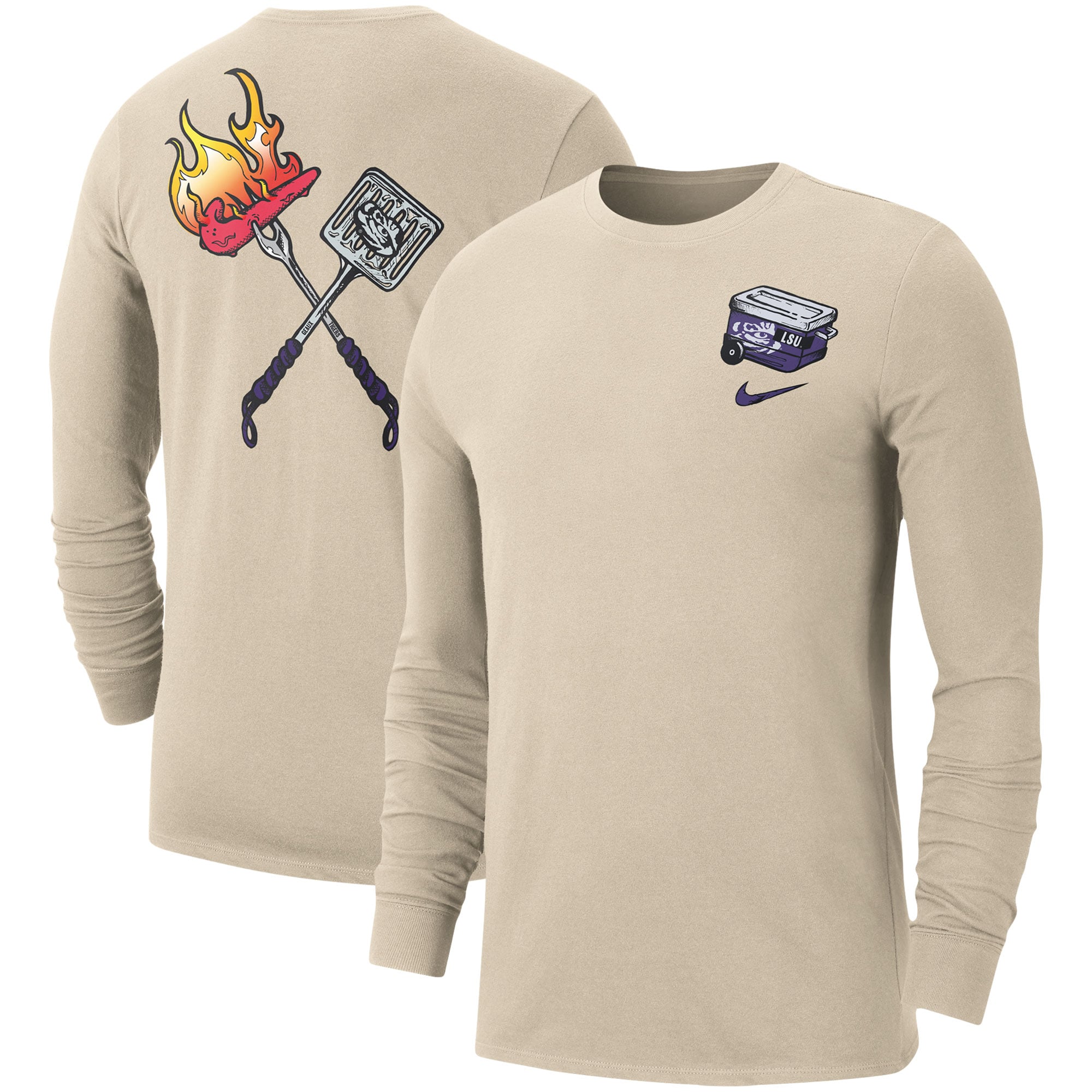 Men's Nike Oatmeal LSU Tigers Tailgate Max90 Long Sleeve T-Shirt