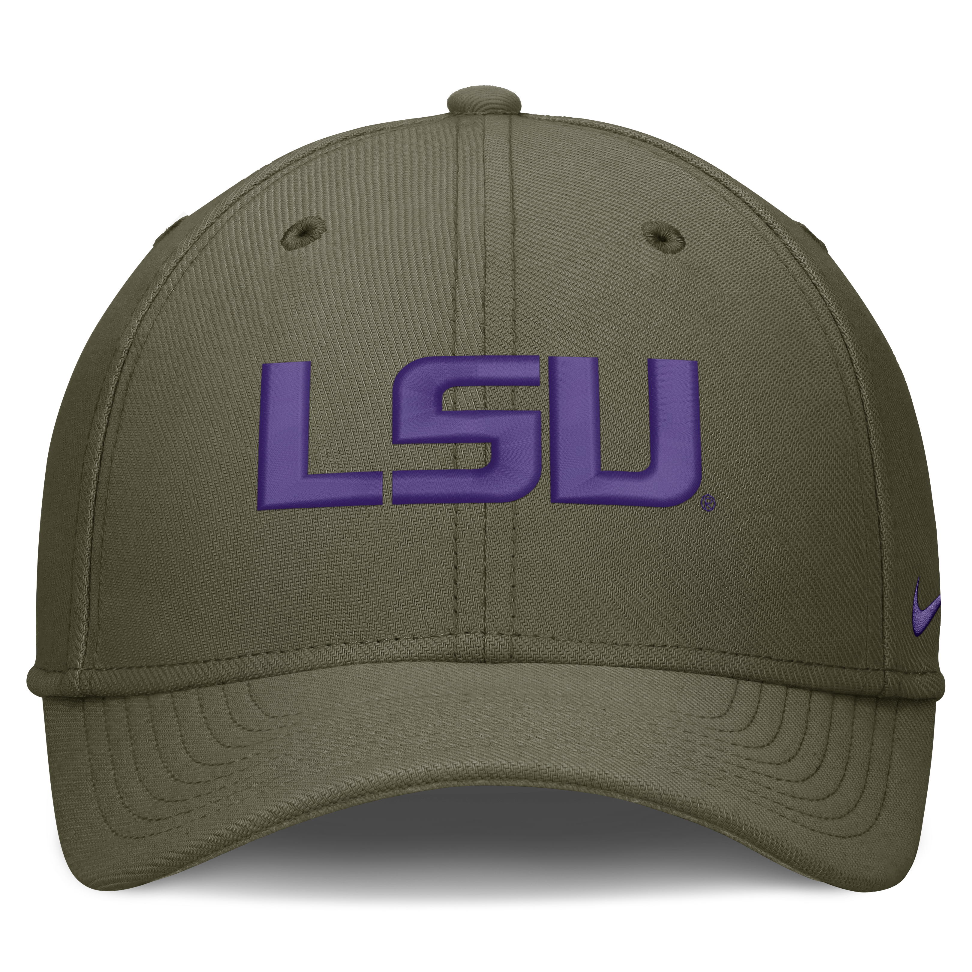 Men's Nike Olive LSU Tigers Primetime SwooshFlex Dri-FIT Hat