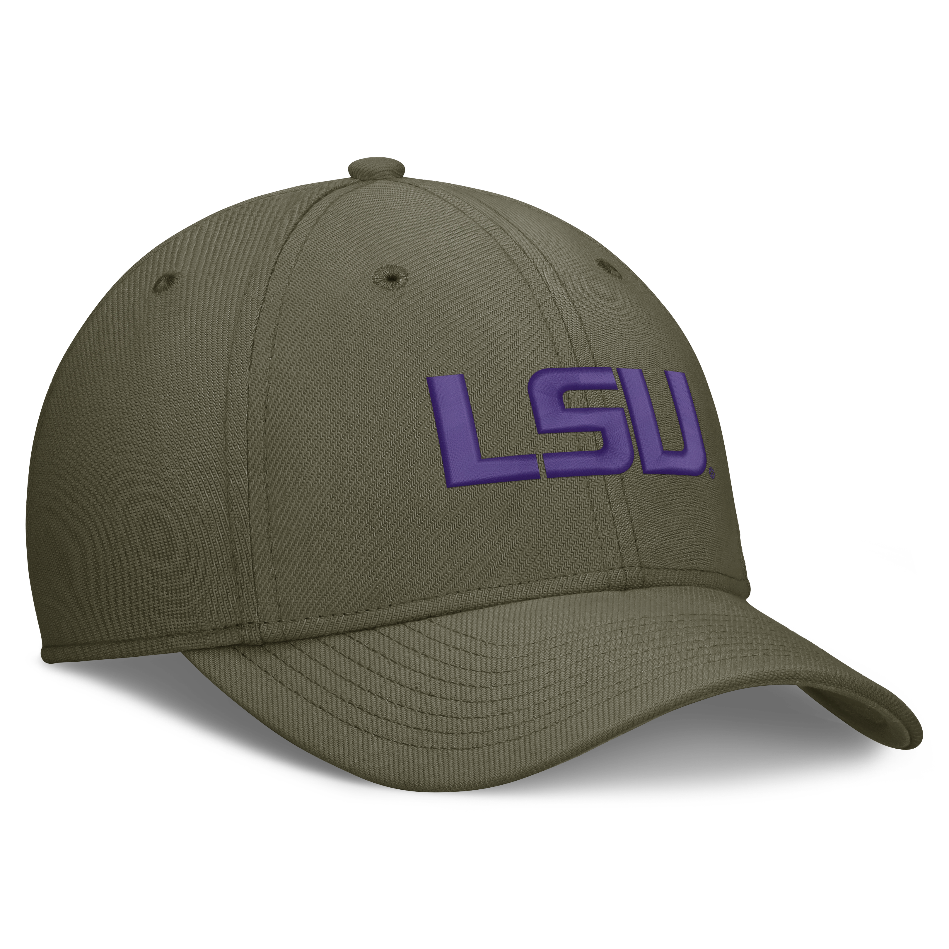 Men's Nike Olive LSU Tigers Primetime SwooshFlex Dri-FIT Hat