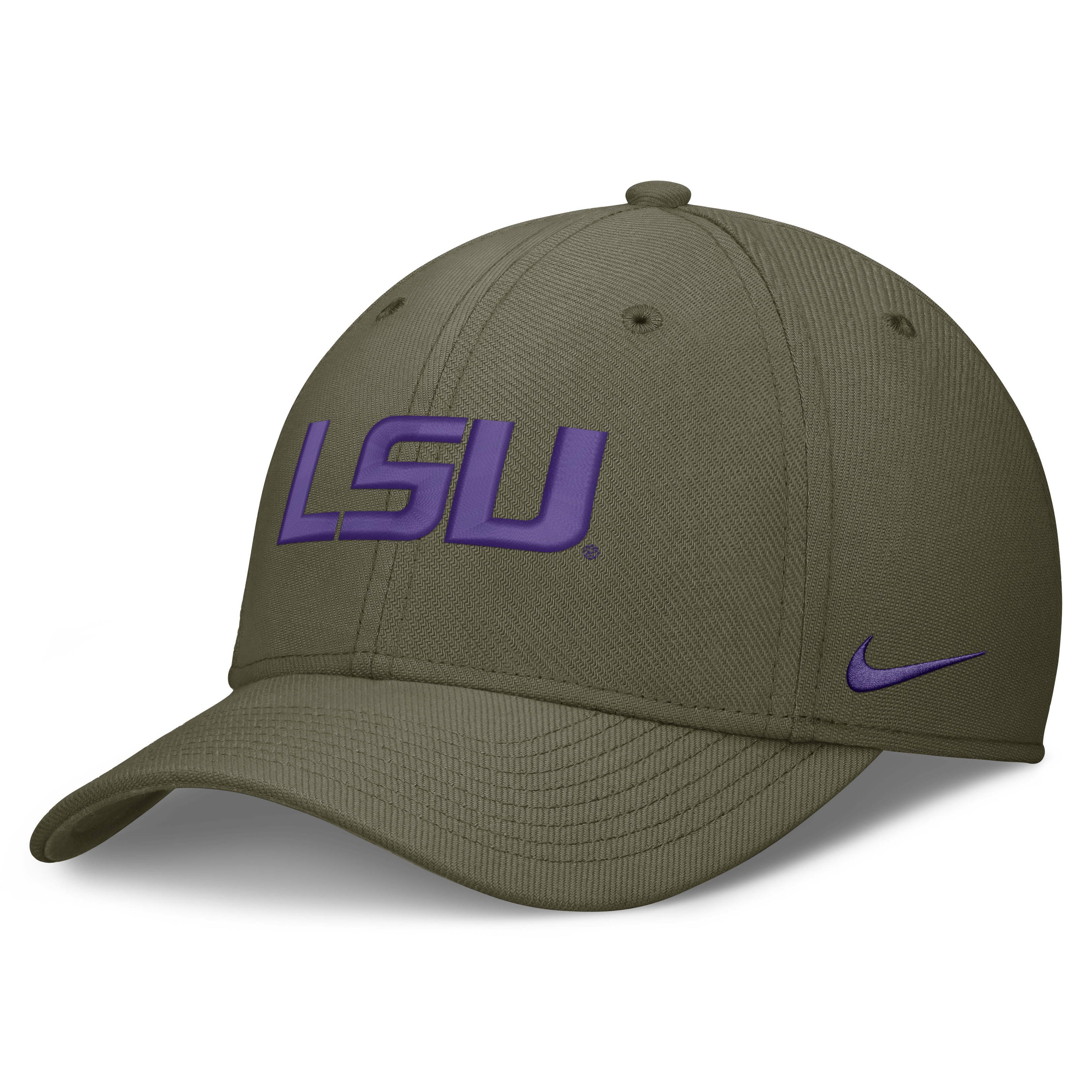 Men's Nike Olive LSU Tigers Primetime SwooshFlex Dri-FIT Hat