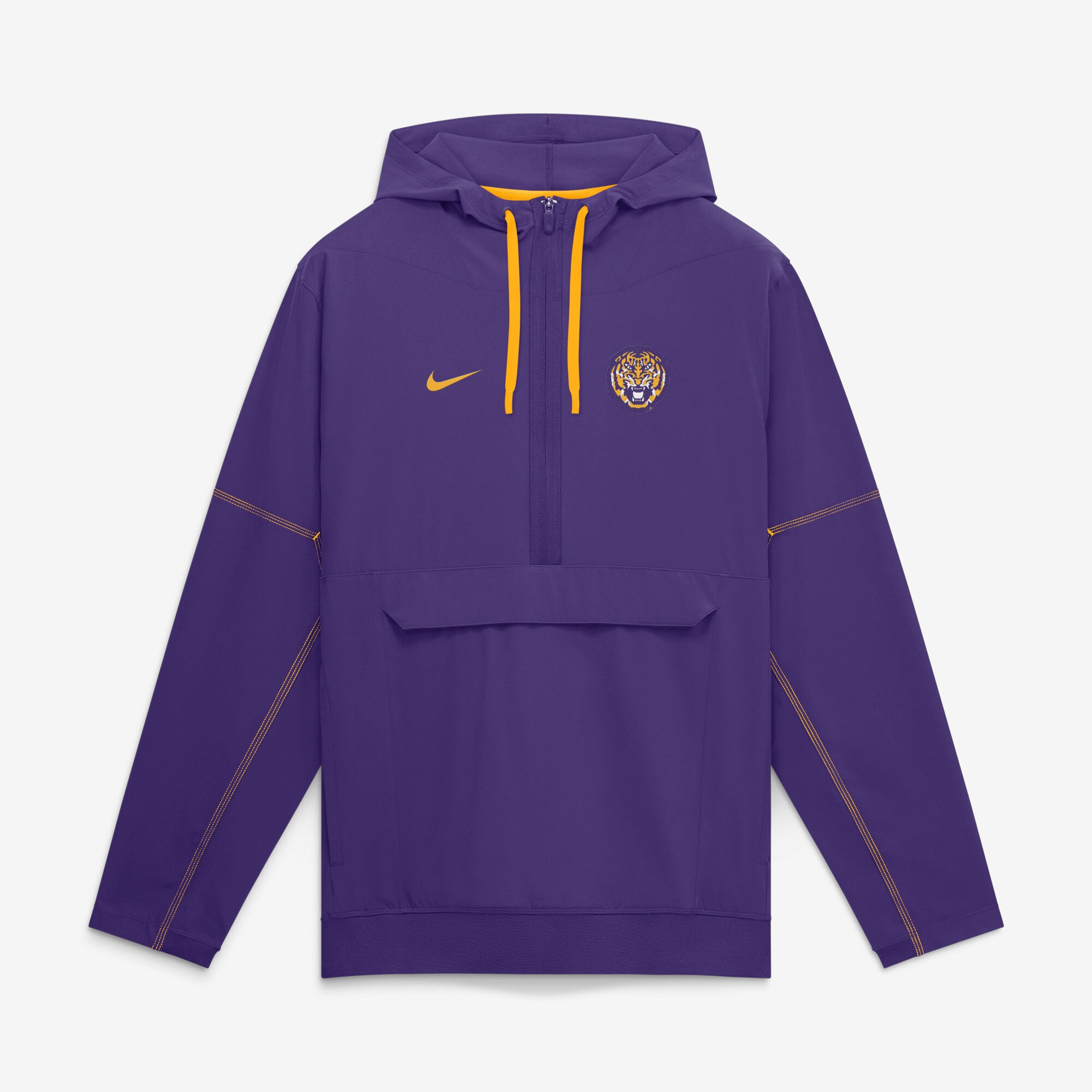 Men's Nike Purple LSU Tigers 2026 Sideline Anorak Half-Zip Hooded Jacket