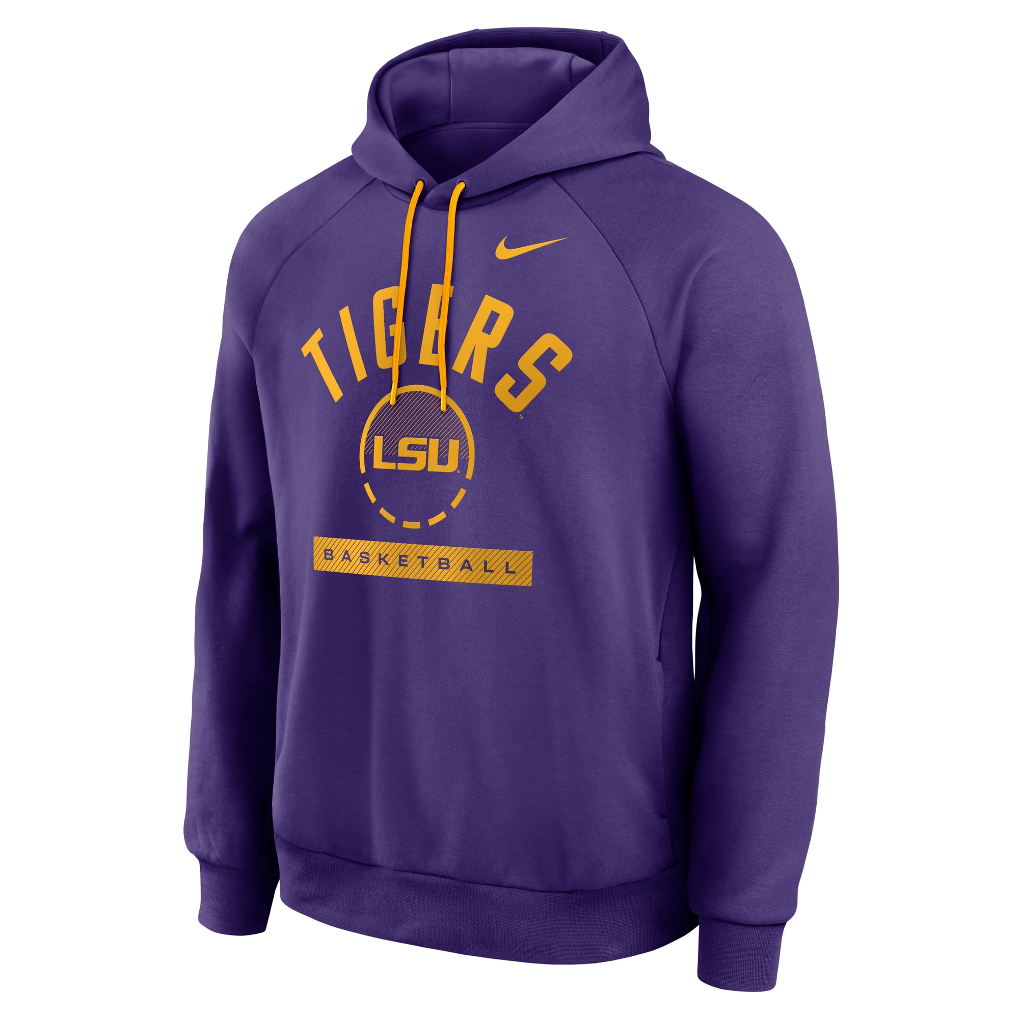 Sweat à capuche raglan en polaire Dri-FIT Nike violet LSU Tigers Courtside Practice pour homme