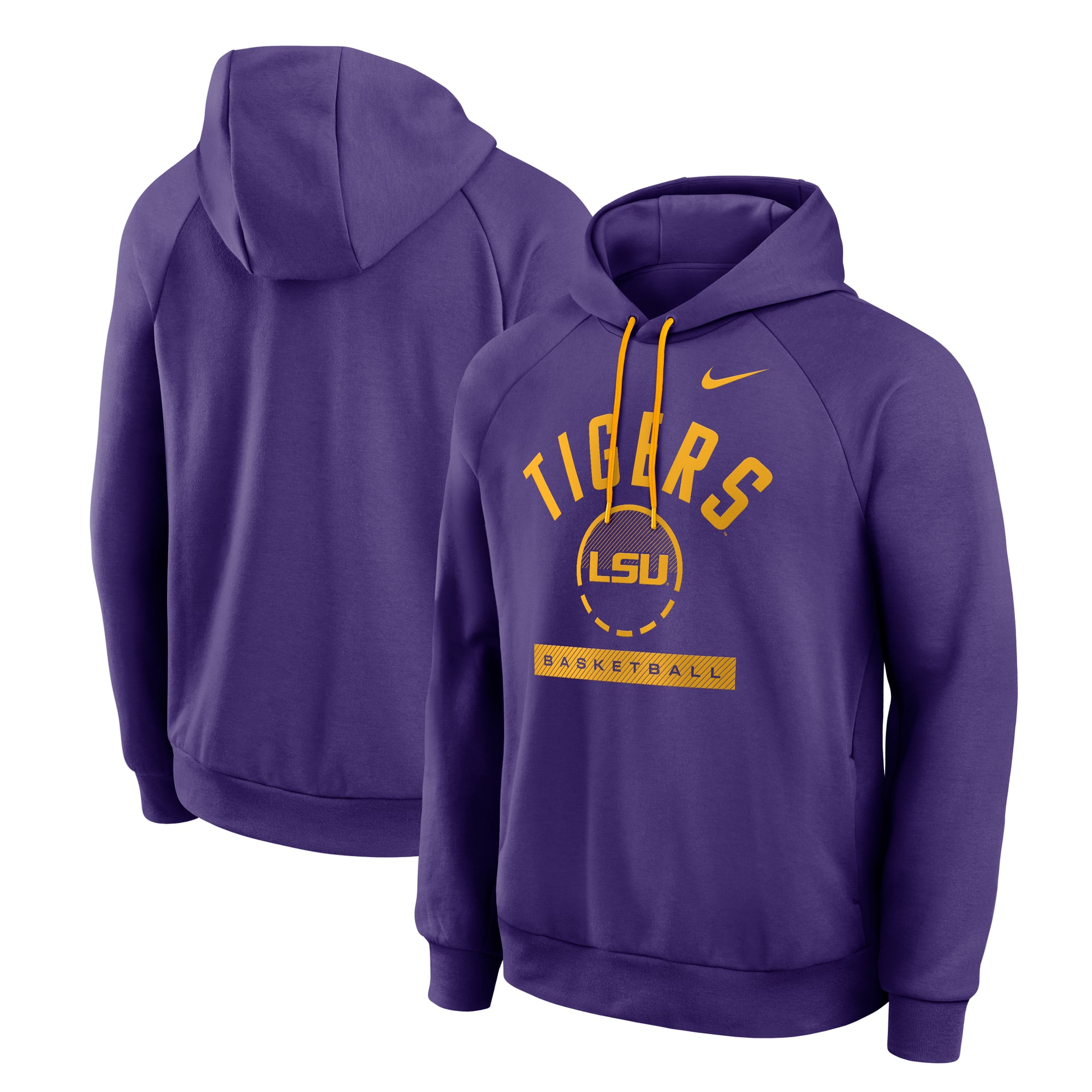 Sweat à capuche raglan en polaire Dri-FIT Nike violet LSU Tigers Courtside Practice pour homme