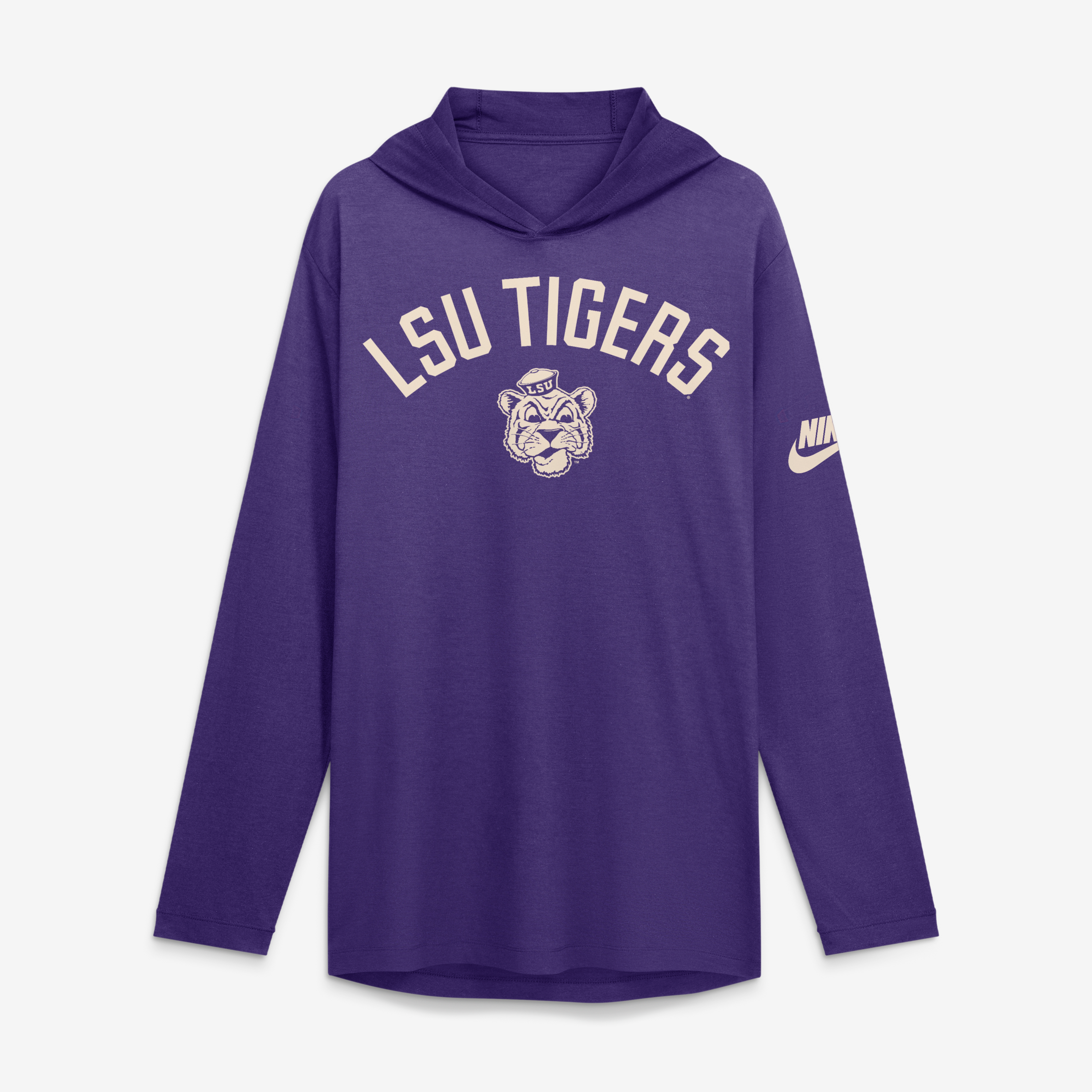 Men's Nike Purple LSU Tigers Legacy Arch Tri-Blend Long Sleeve Hooded T-Shirt