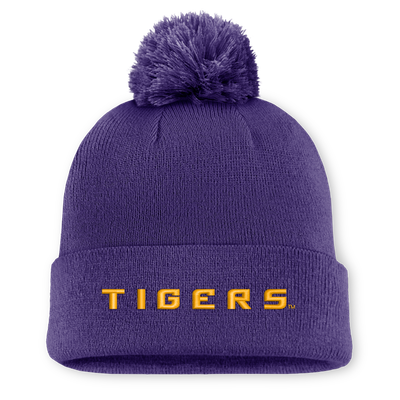 Bonnet à revers Nike Peak LSU Tigers avec pompon - Violet
