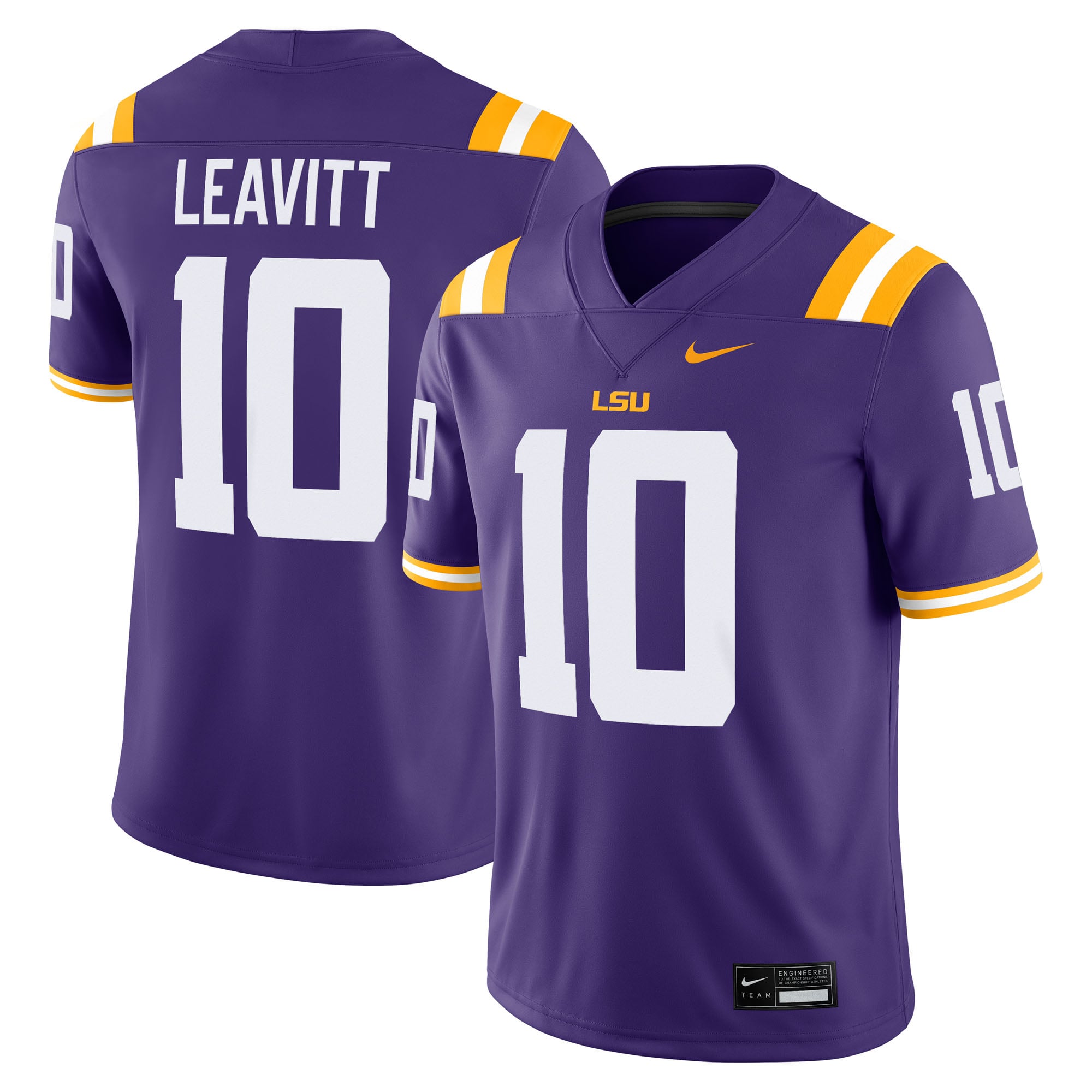 Maillot domicile Nike Sam Leavitt violet des LSU Tigers pour homme