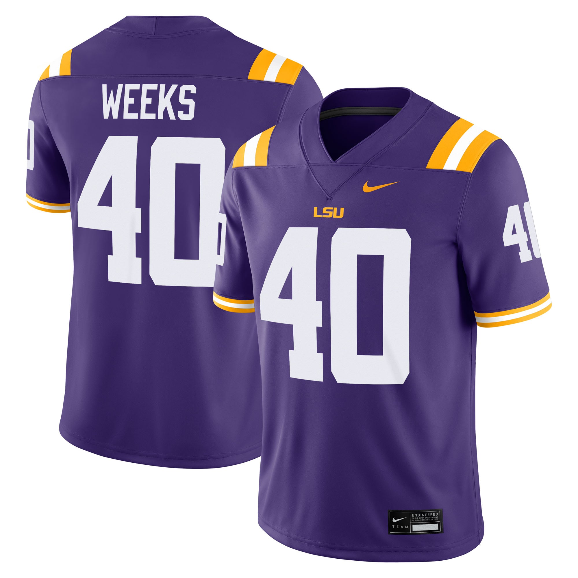 Maillot domicile Nike Whit Weeks violet pour homme des LSU Tigers