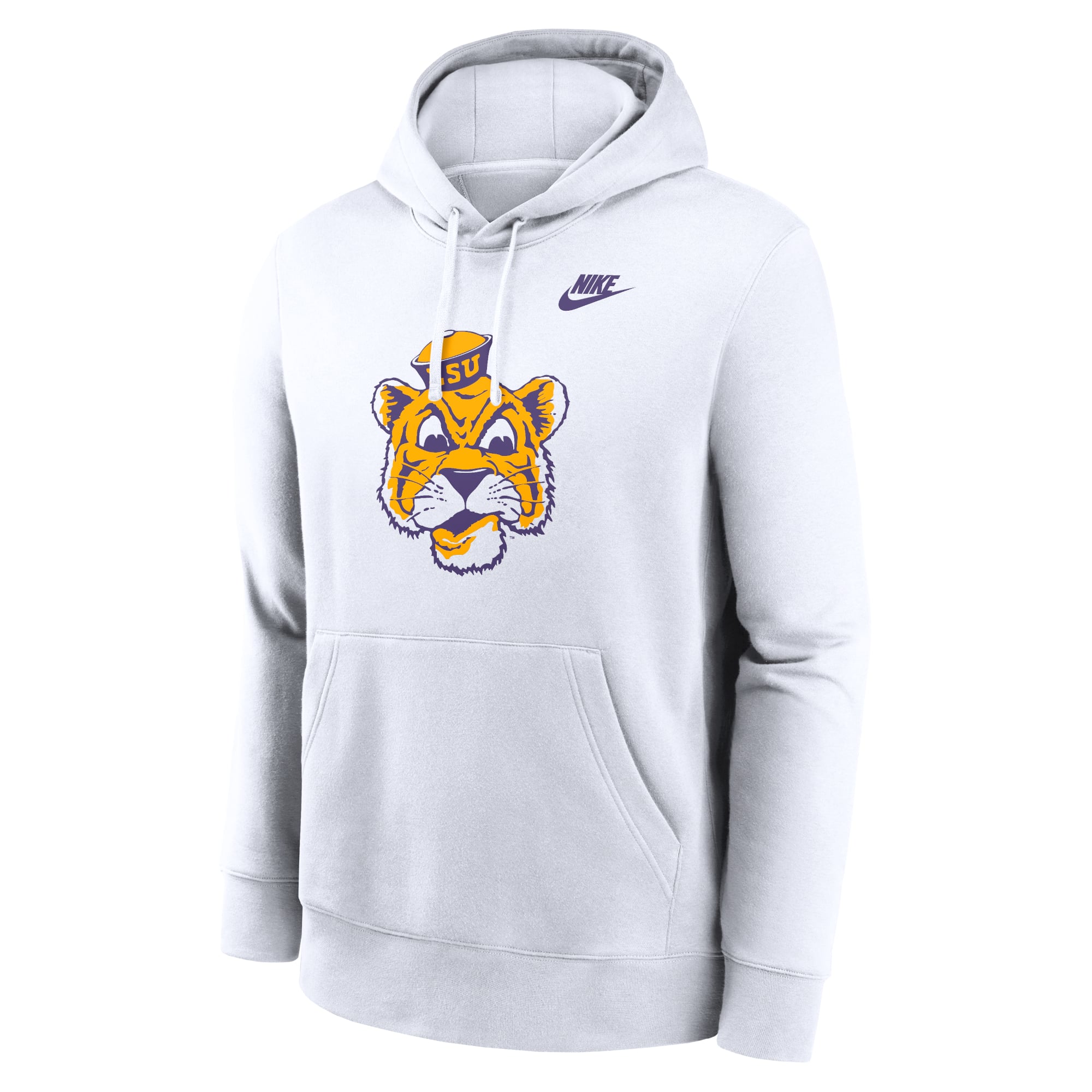 Men's Nike White LSU Tigers Legacy Logo Club Fleece Pullover Hoodie