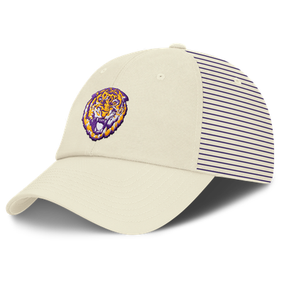 LSU Tigers Nike Vault Logo Striped Club Dri-FIT Adjustable Hat - White