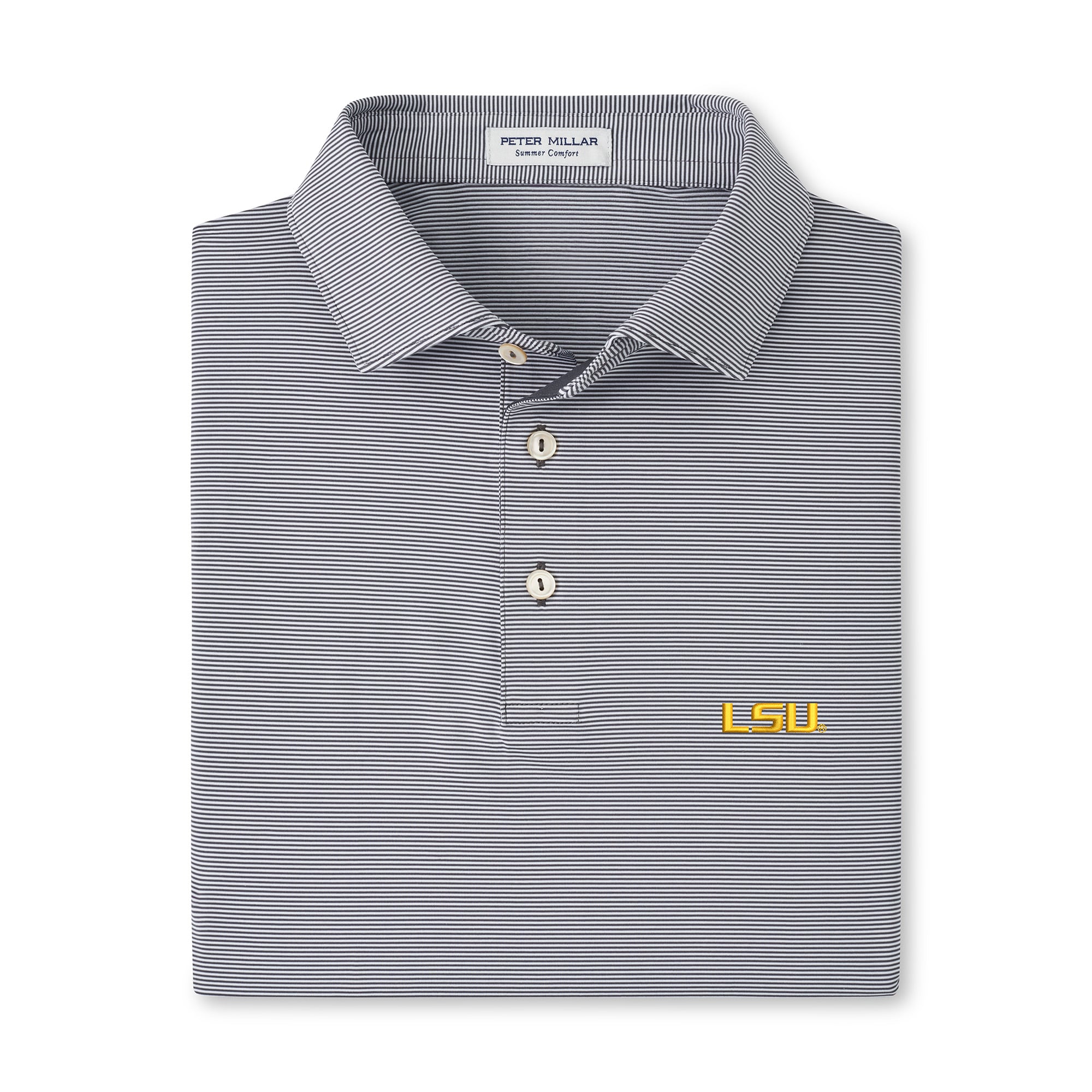 Men's Peter Millar  Gray LSU Tigers Jubilee Stripe Stretch Jersey Polo