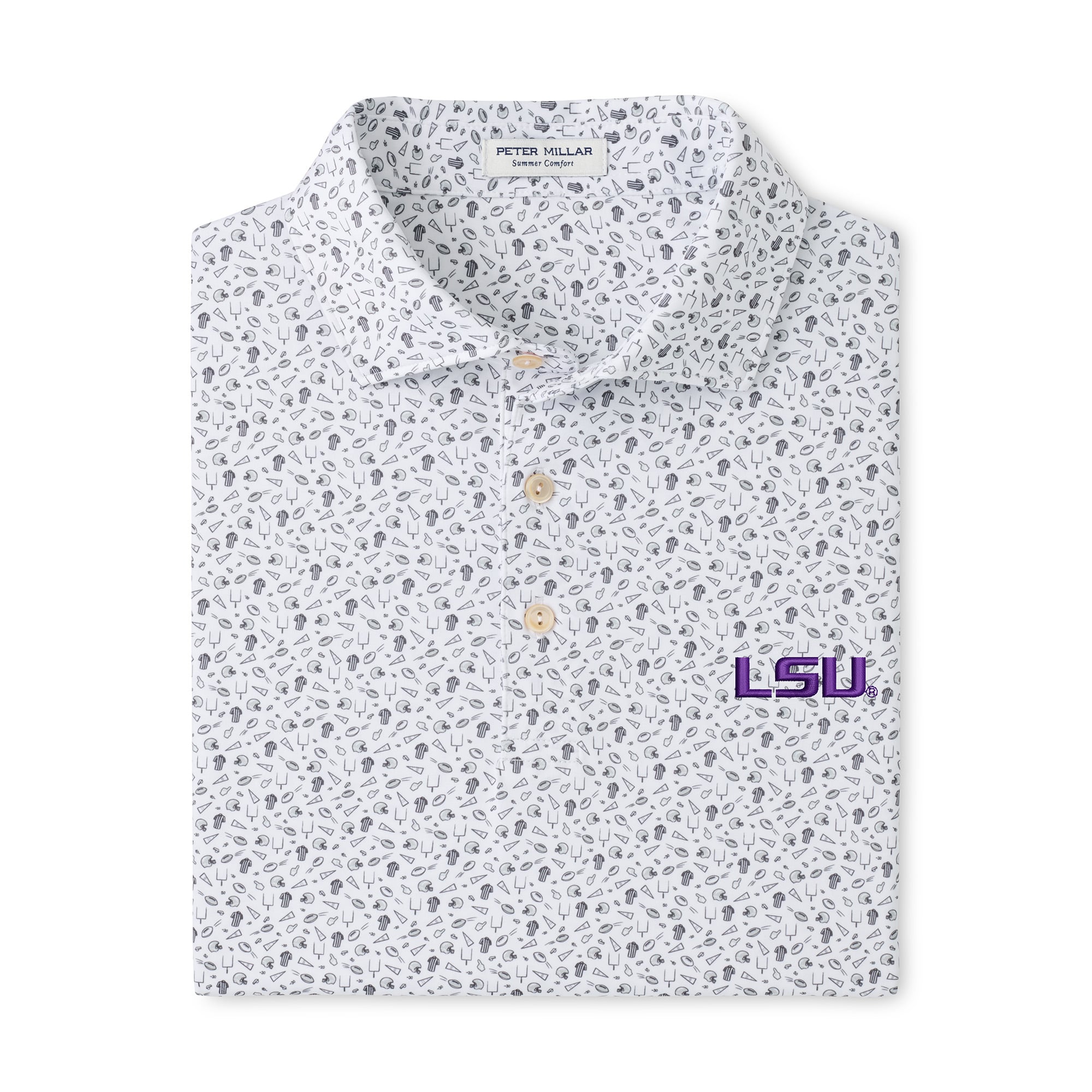 Polo de performance Peter Millar gris pour homme, modèle Kick Off des LSU Tigers