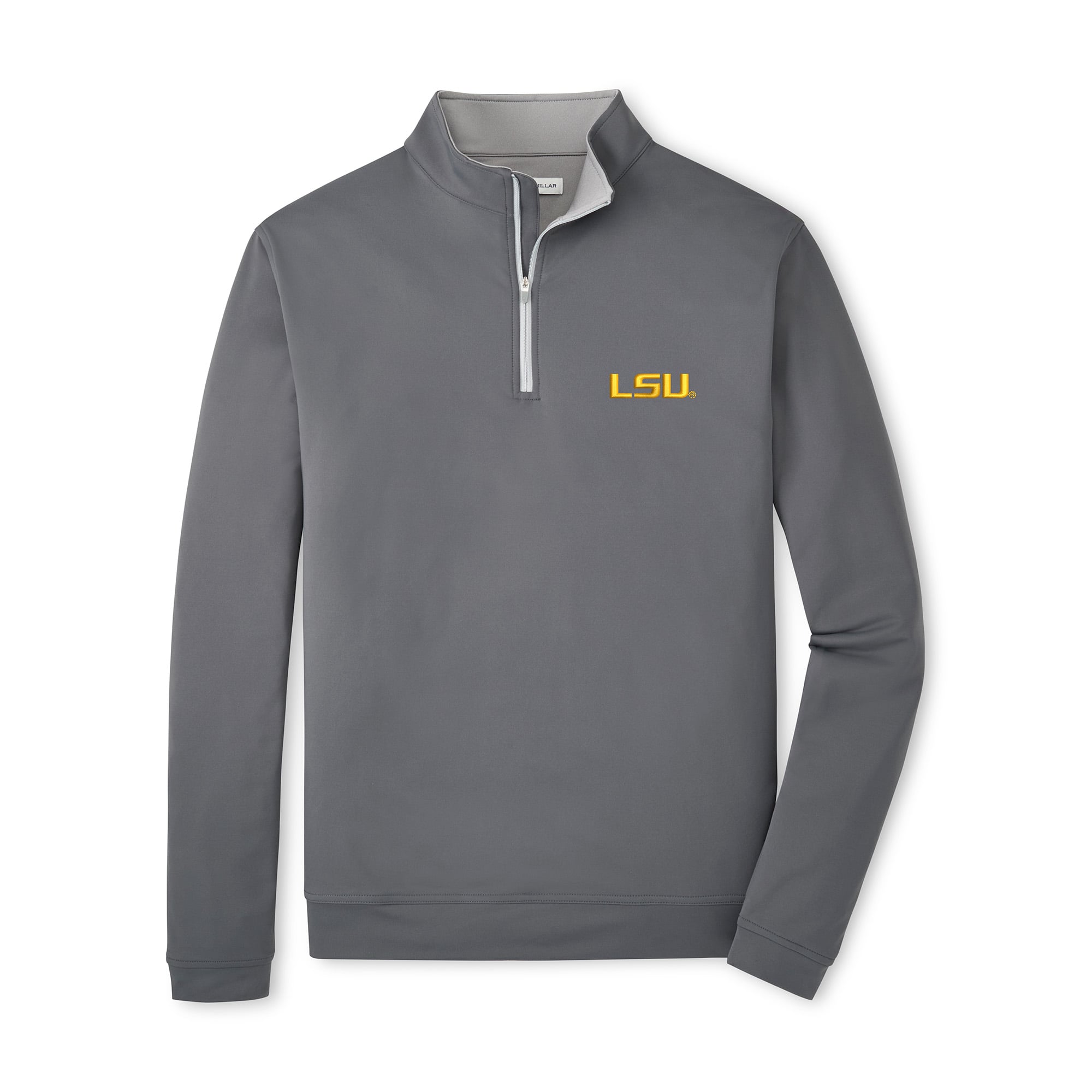 Men's Peter Millar Gray LSU Tigers Perth Quarter-Zip Sweatshirt