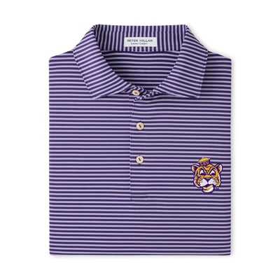 Polo rayé LSU Tigers Peter Millar Tiebreaker Performance Jersey - Violet