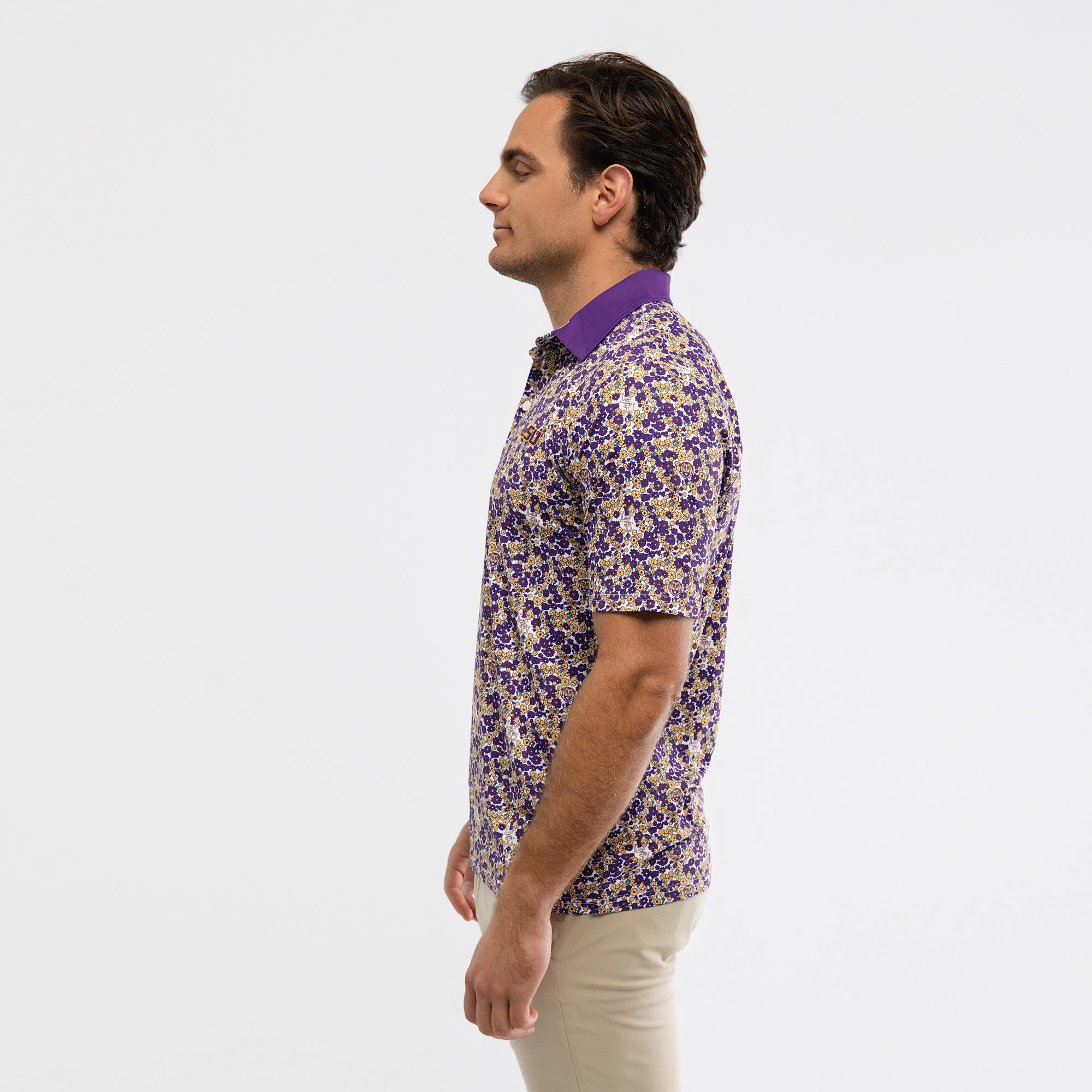 Men's Smith & Quinn Purple LSU Tigers Poppies Teddy Polo
