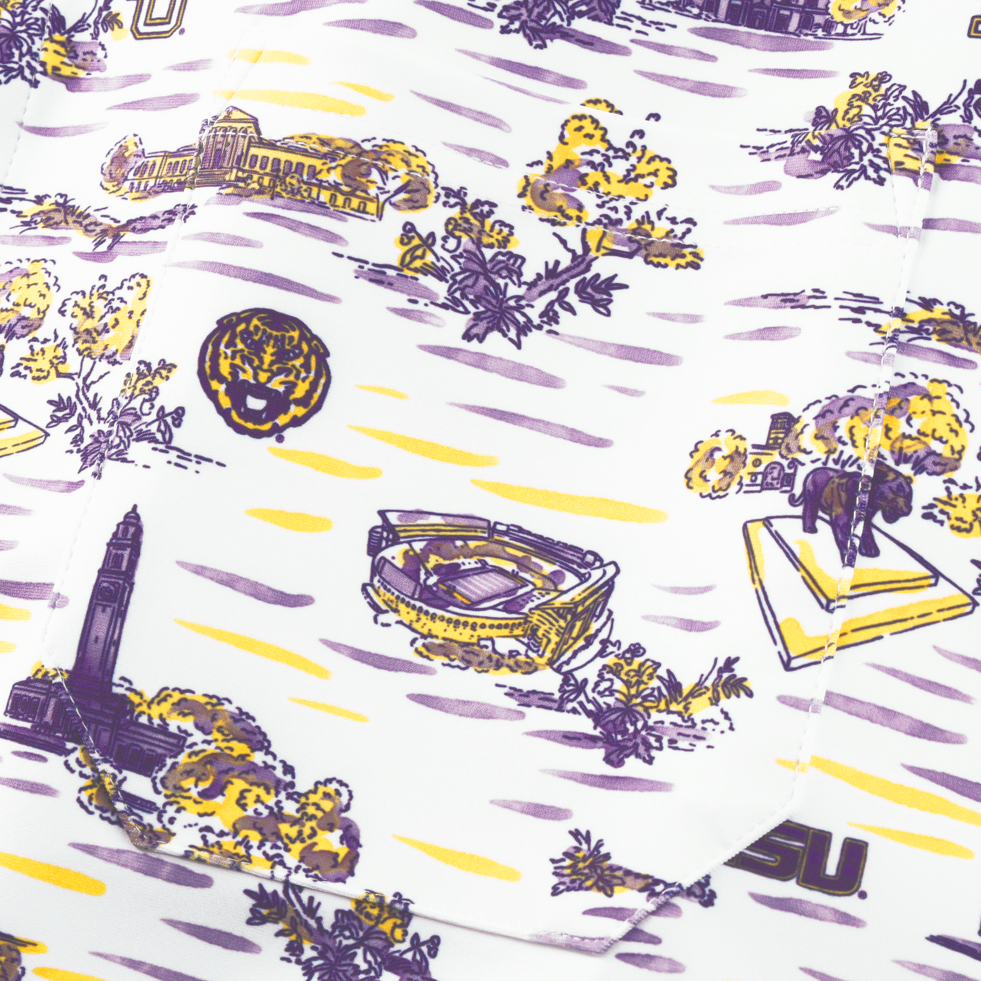 Men's Smith & Quinn White LSU Tigers Toile Boatyard Button-Up Shirt