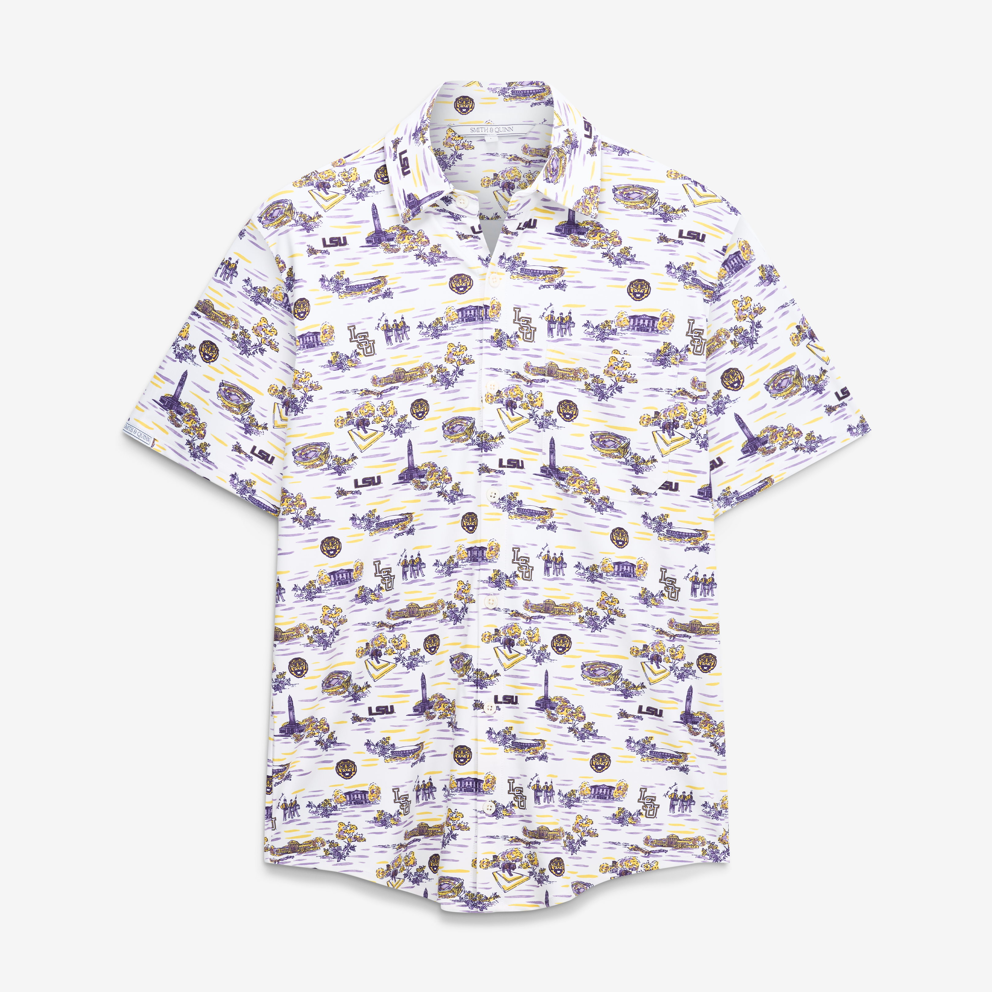 Men's Smith & Quinn White LSU Tigers Toile Boatyard Button-Up Shirt