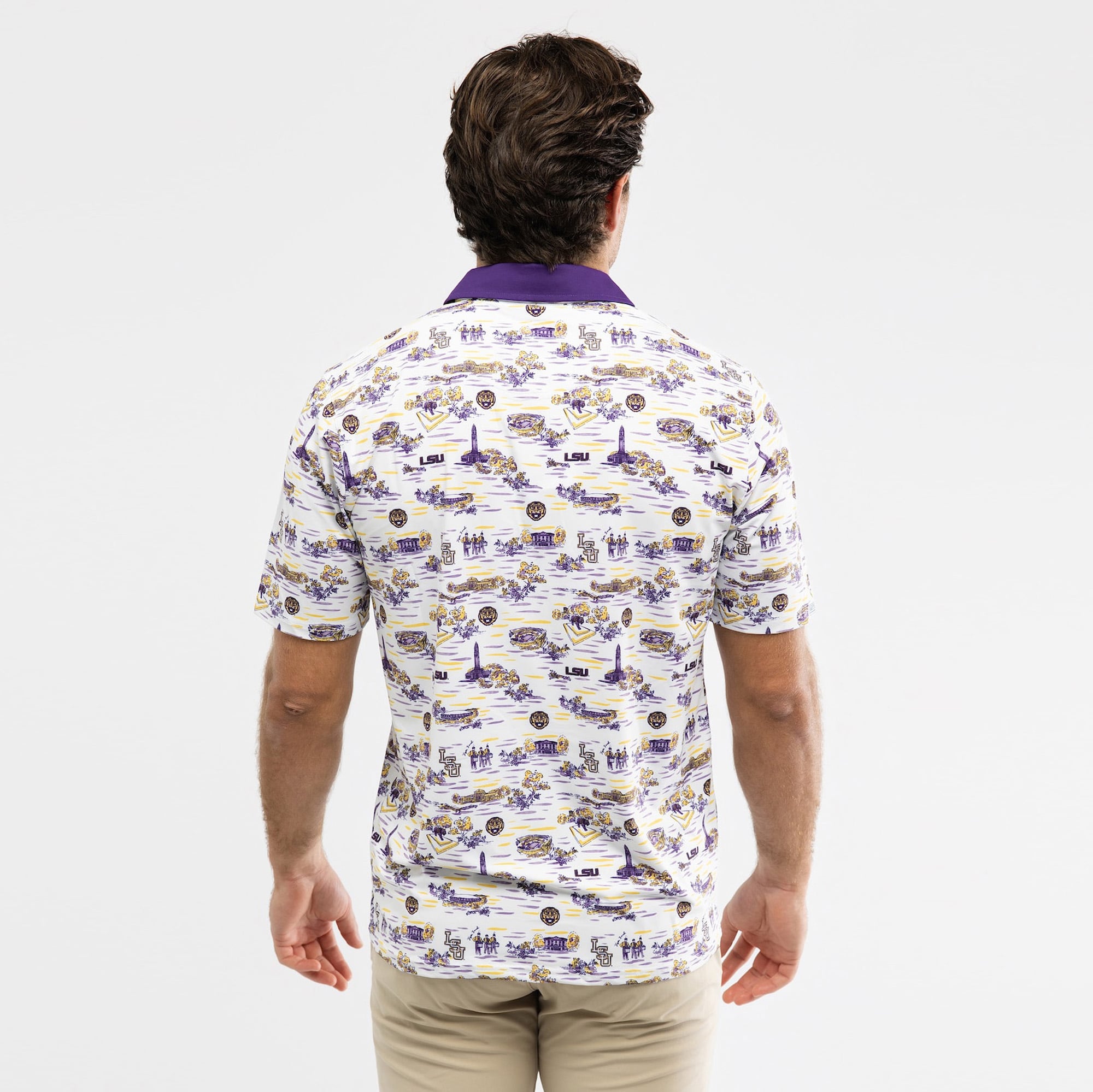 Men's Smith & Quinn White LSU Tigers Toile Teddy Polo