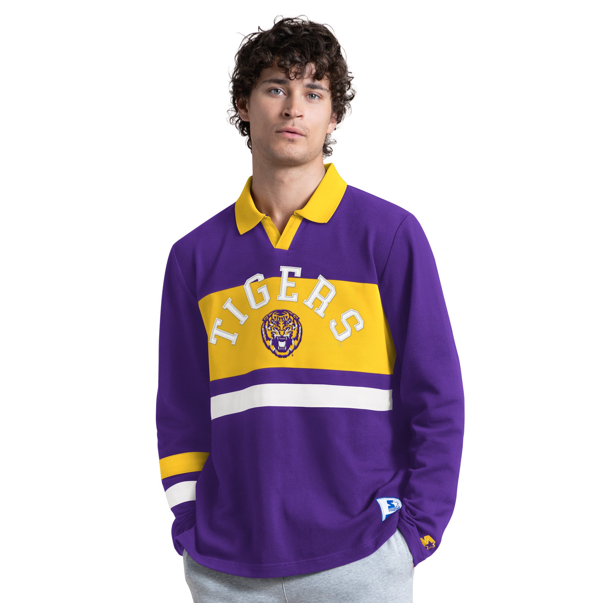 Maillot de rugby Starter violet pour homme, aux couleurs des LSU Tigers.