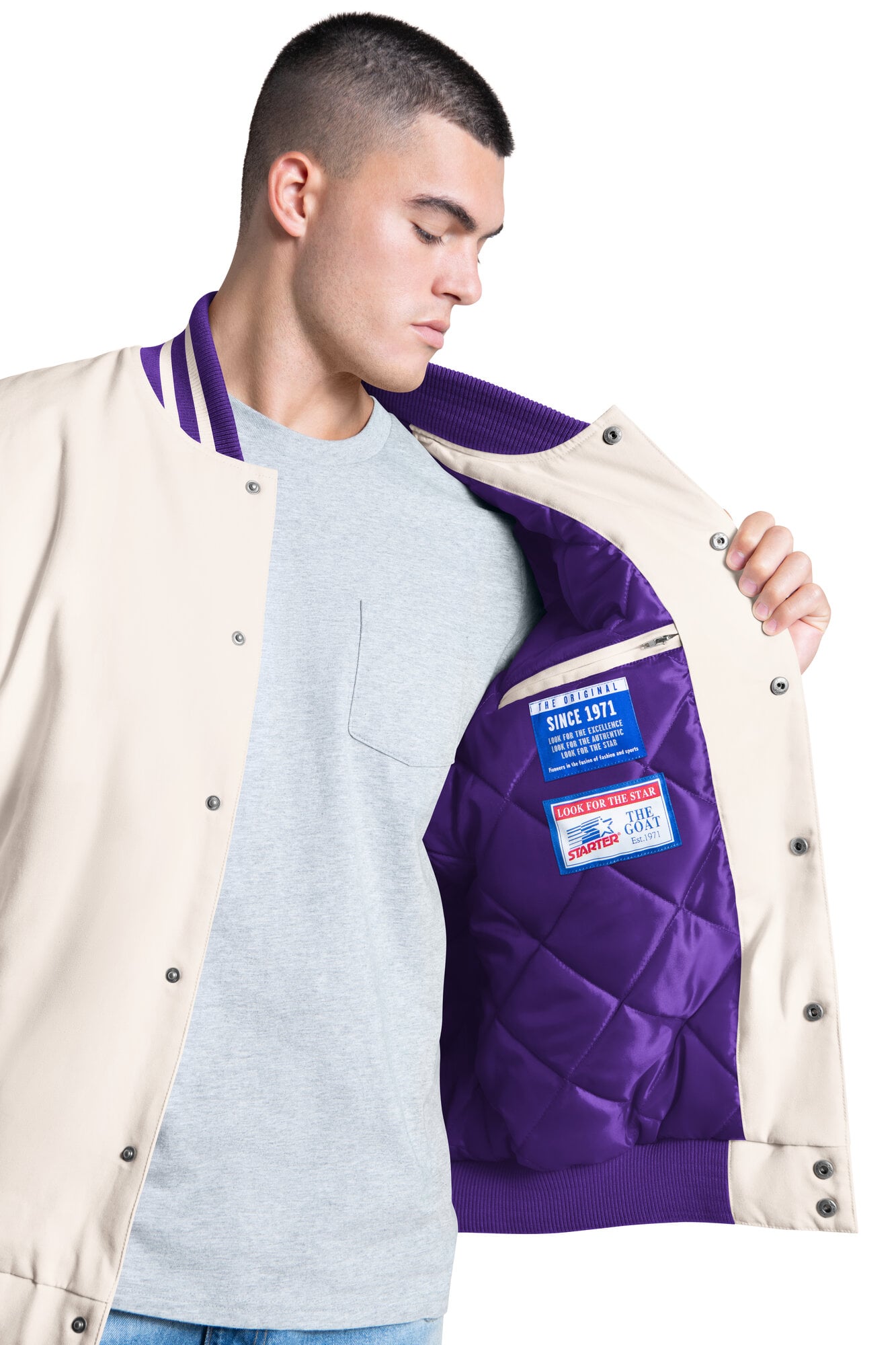 Men's Starter White LSU Tigers Spectator Varsity Full Snap Jacket