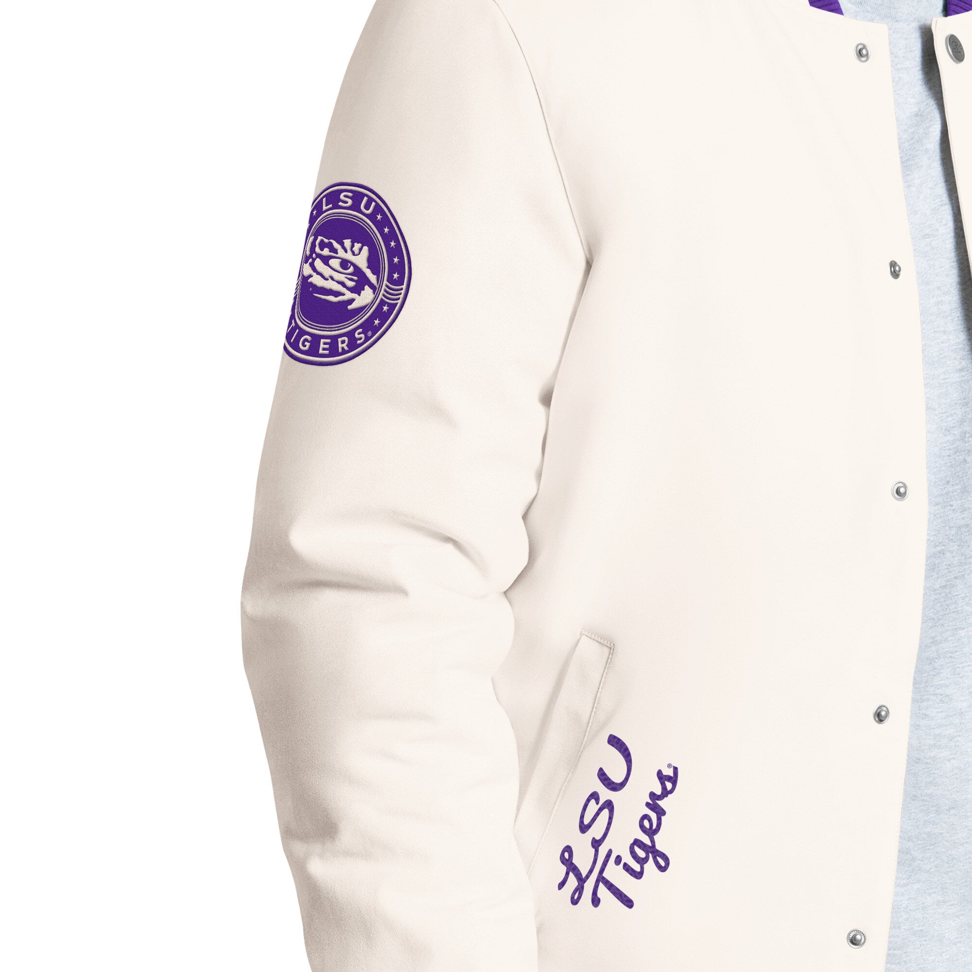 Men's Starter White LSU Tigers Spectator Varsity Full Snap Jacket