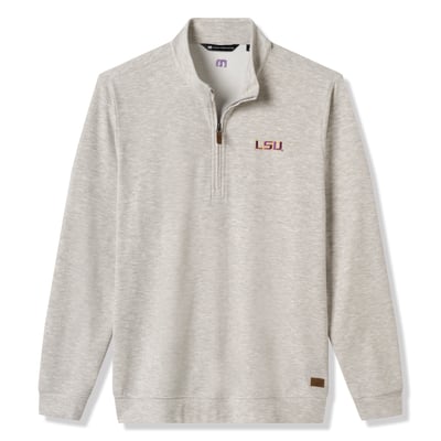 LSU Tigers TravisMathew Cloud Home Game Quarter-Zip Tri-Blend Pullover - Heather Gray
