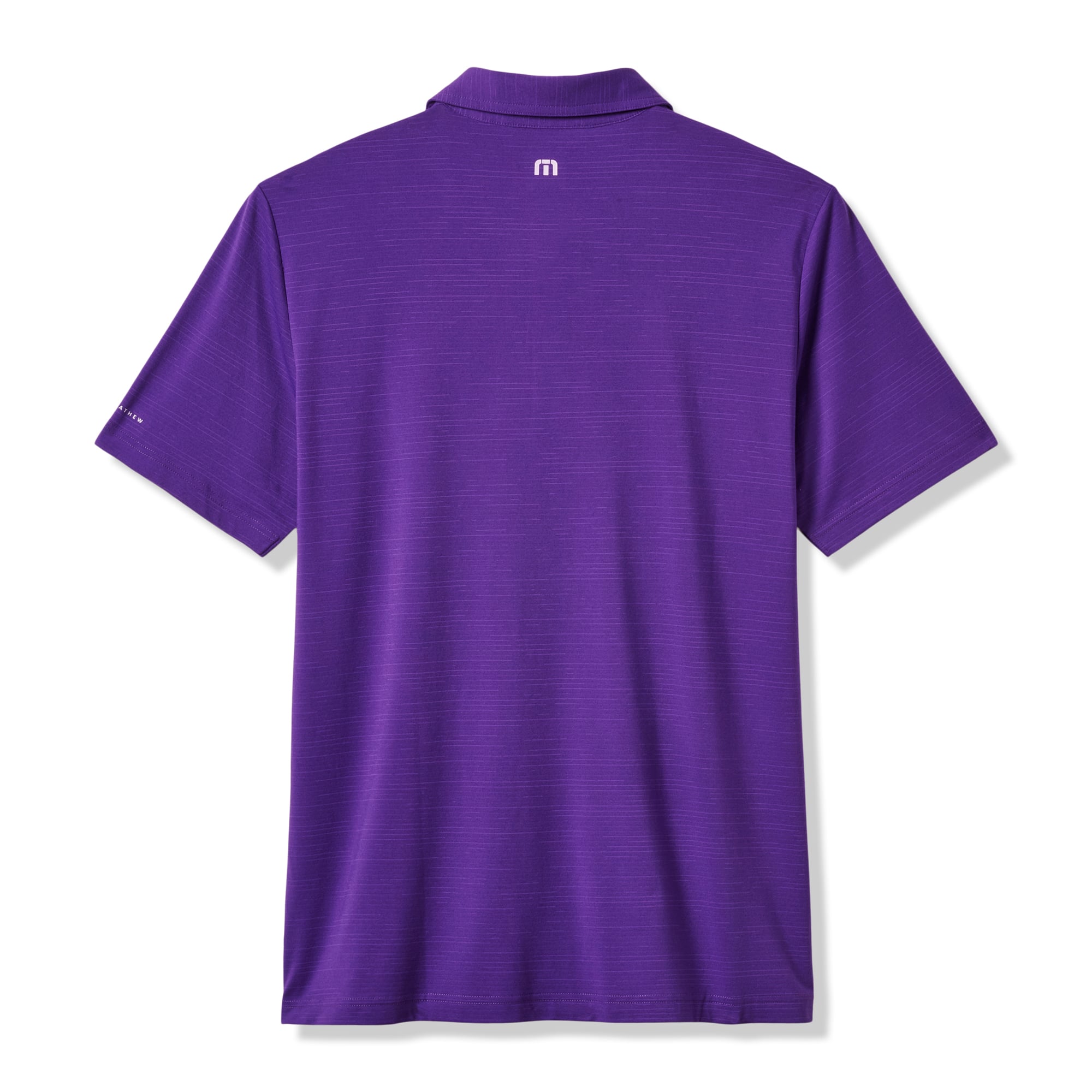 Polo TravisMathew violet pour homme, modèle Halftime Show Heater, en mélange de trois matières.