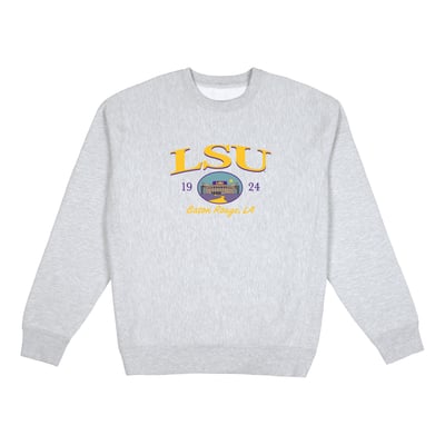  LSU Tigers Uscape Apparel New Heights Heavyweight Sweatshirt - Heather Gray