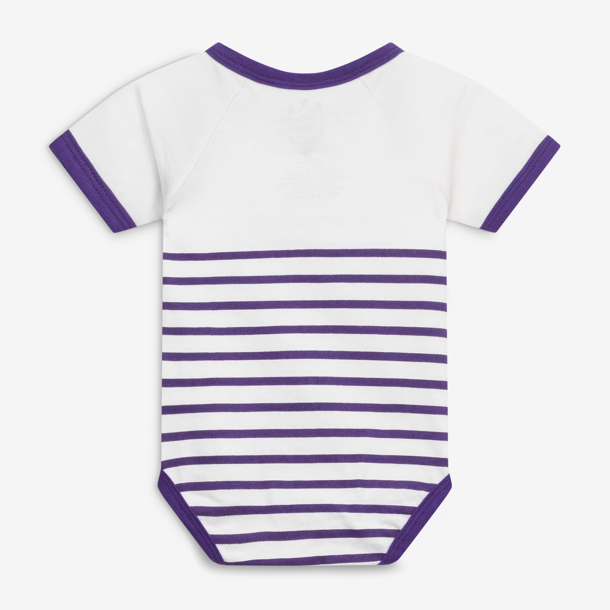 Body bébé Little King violet et blanc à boutons-pression sur les épaules, inspiré des Tigers de LSU