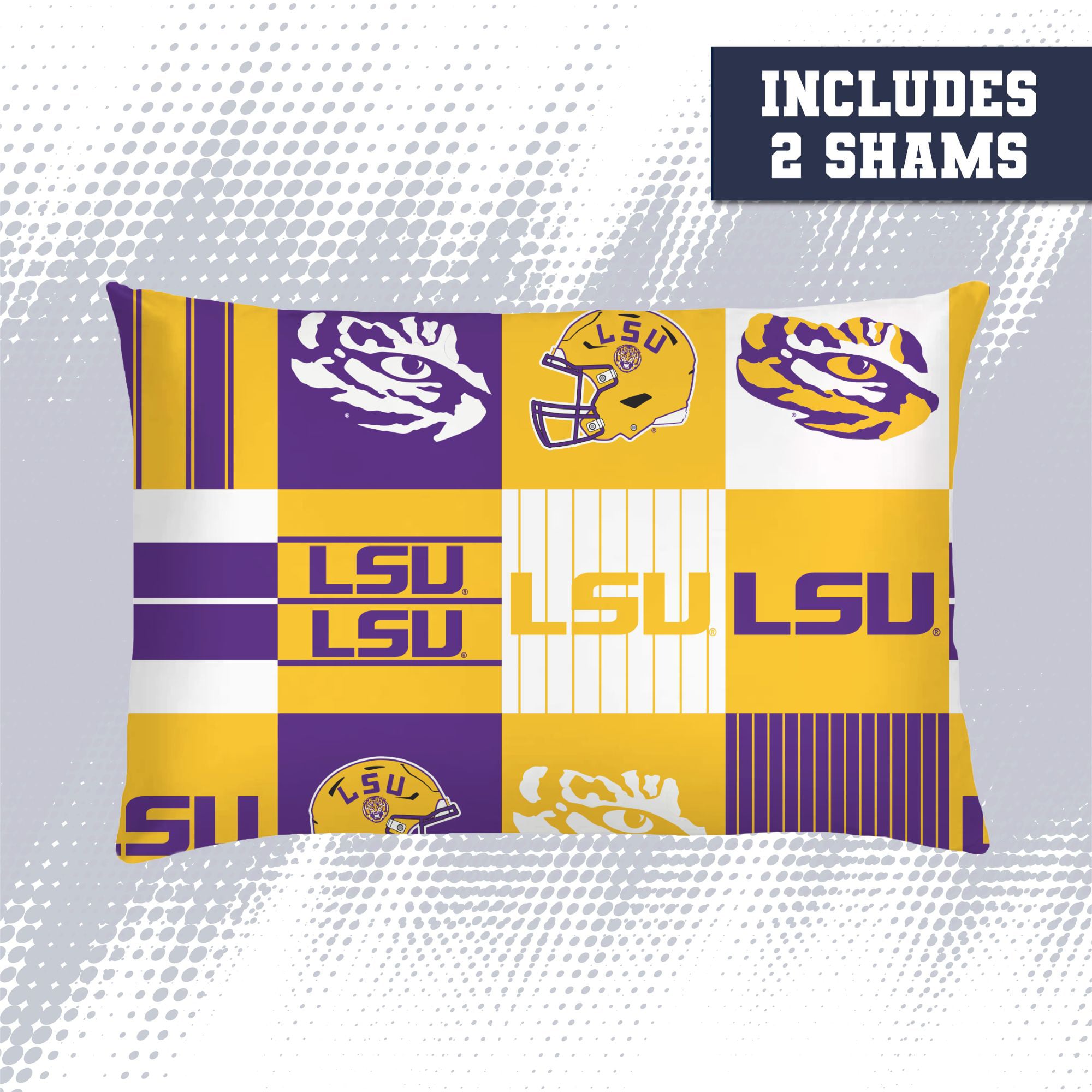 Ensemble de literie trois pièces à carreaux patchwork Pegasus LSU Tigers pour lit double/queen