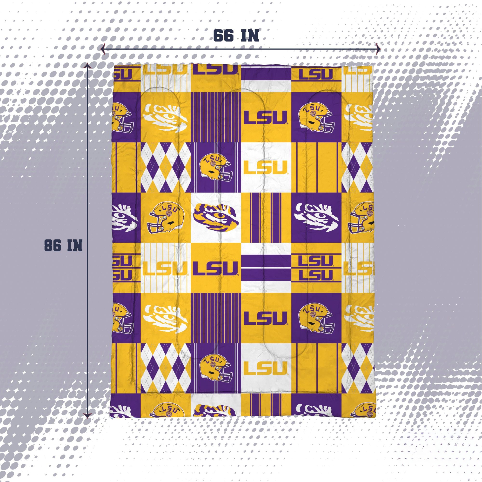 Ensemble de literie deux pièces Pegasus LSU Tigers Patchwork Plaid pour lit simple/simple XL
