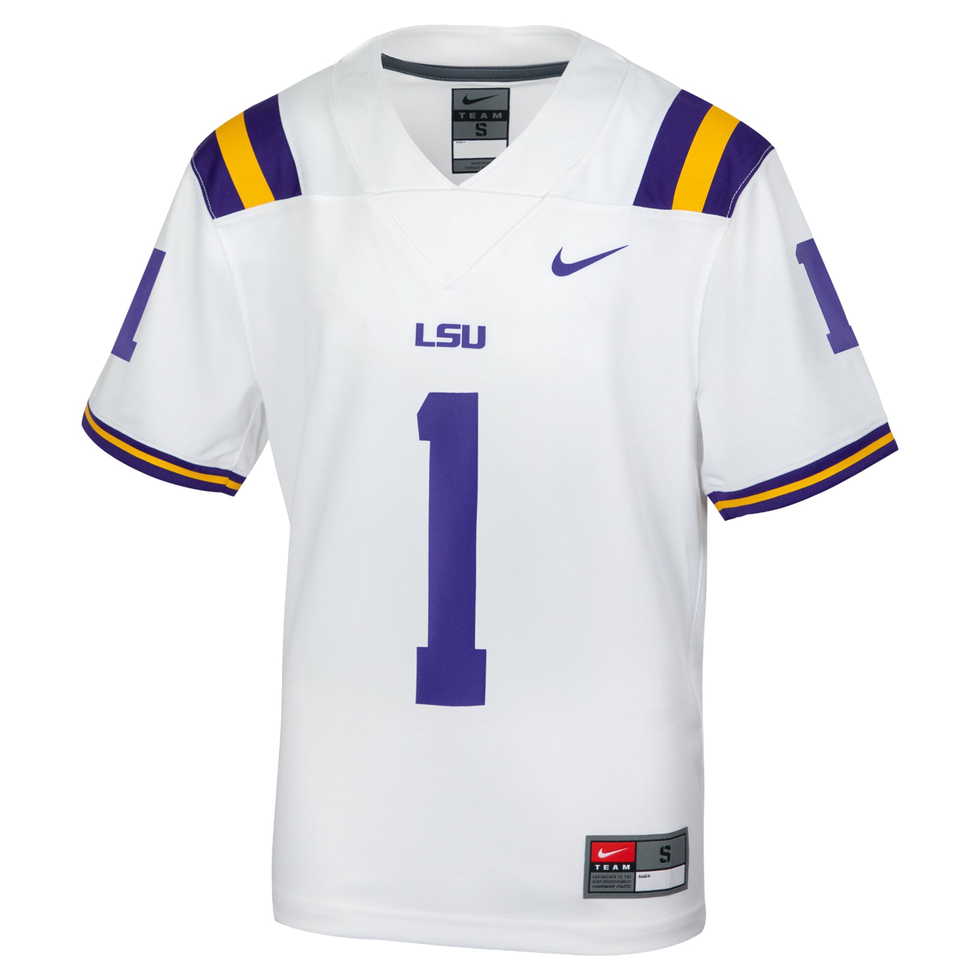 Maillot de football réplique Nike blanc LSU Tigers pour enfants d'âge préscolaire