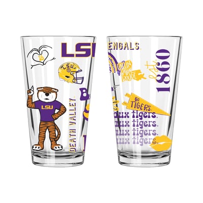 LSU Tigers The Memory Company 2-Pack 16oz. Pint Glass Loco Design Set