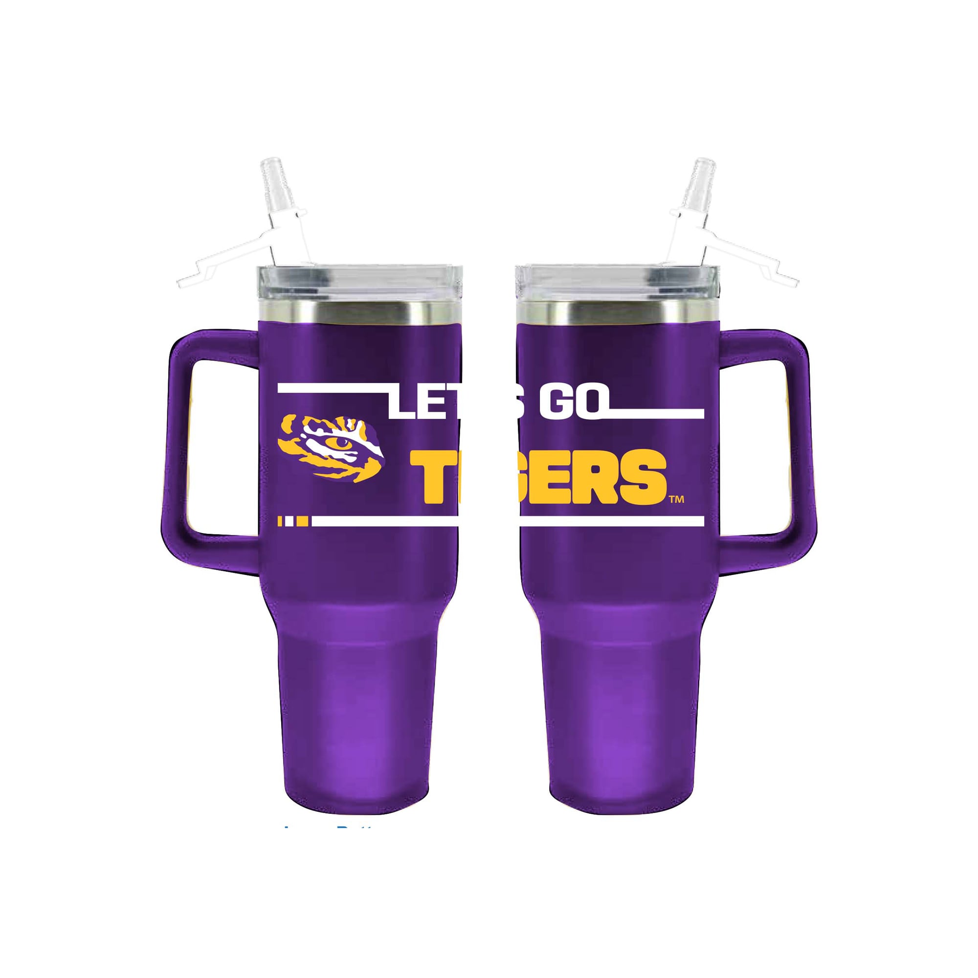 Gobelet isotherme en acier inoxydable de 1,2 L (40 oz) aux couleurs de l'équipe LSU Tigers, avec paille rabattable, de The Memory Company.