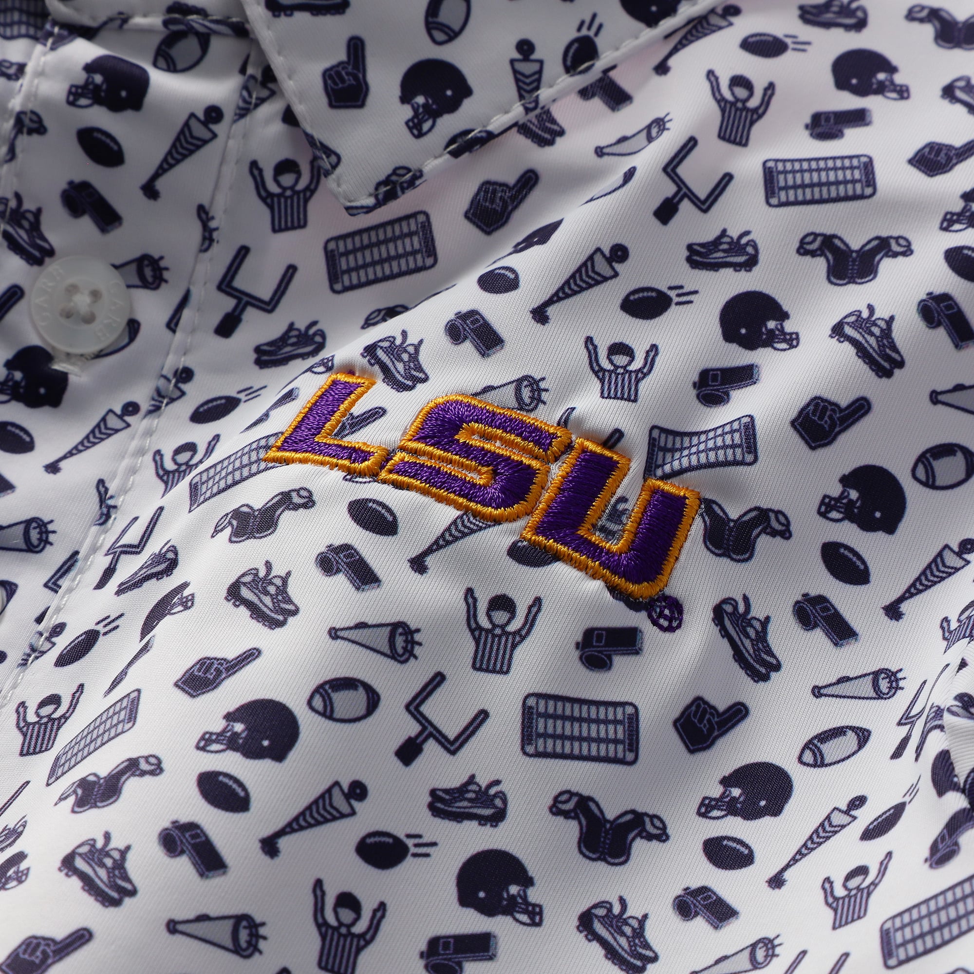 Polo de performance imprimé intégral blanc LSU Tigers Tom pour tout-petits