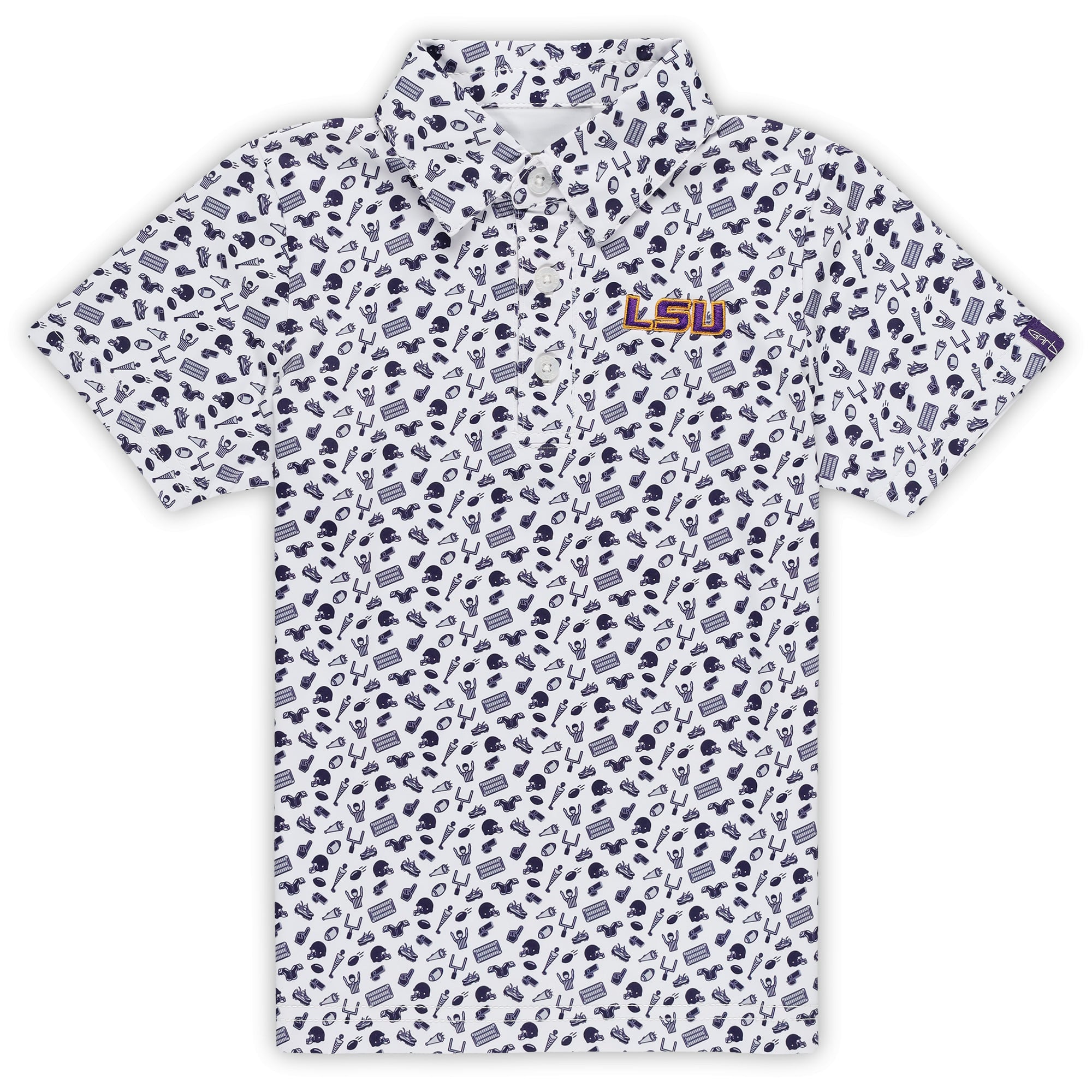 Polo de performance imprimé intégral blanc LSU Tigers Tom pour tout-petits
