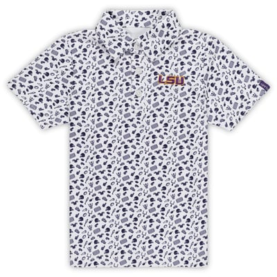 LSU Tigers Garb Toddler Tom Allover Print Performance Polo - White