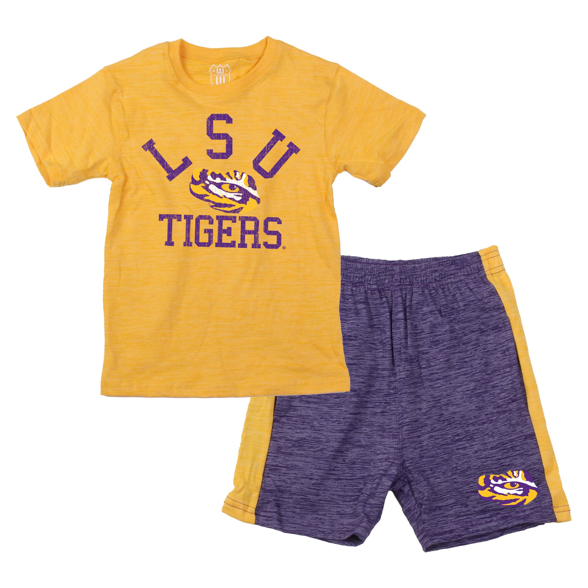 Ensemble t-shirt et short Wes & Willy Gold LSU Tigers pour tout-petits, en laine nuageuse