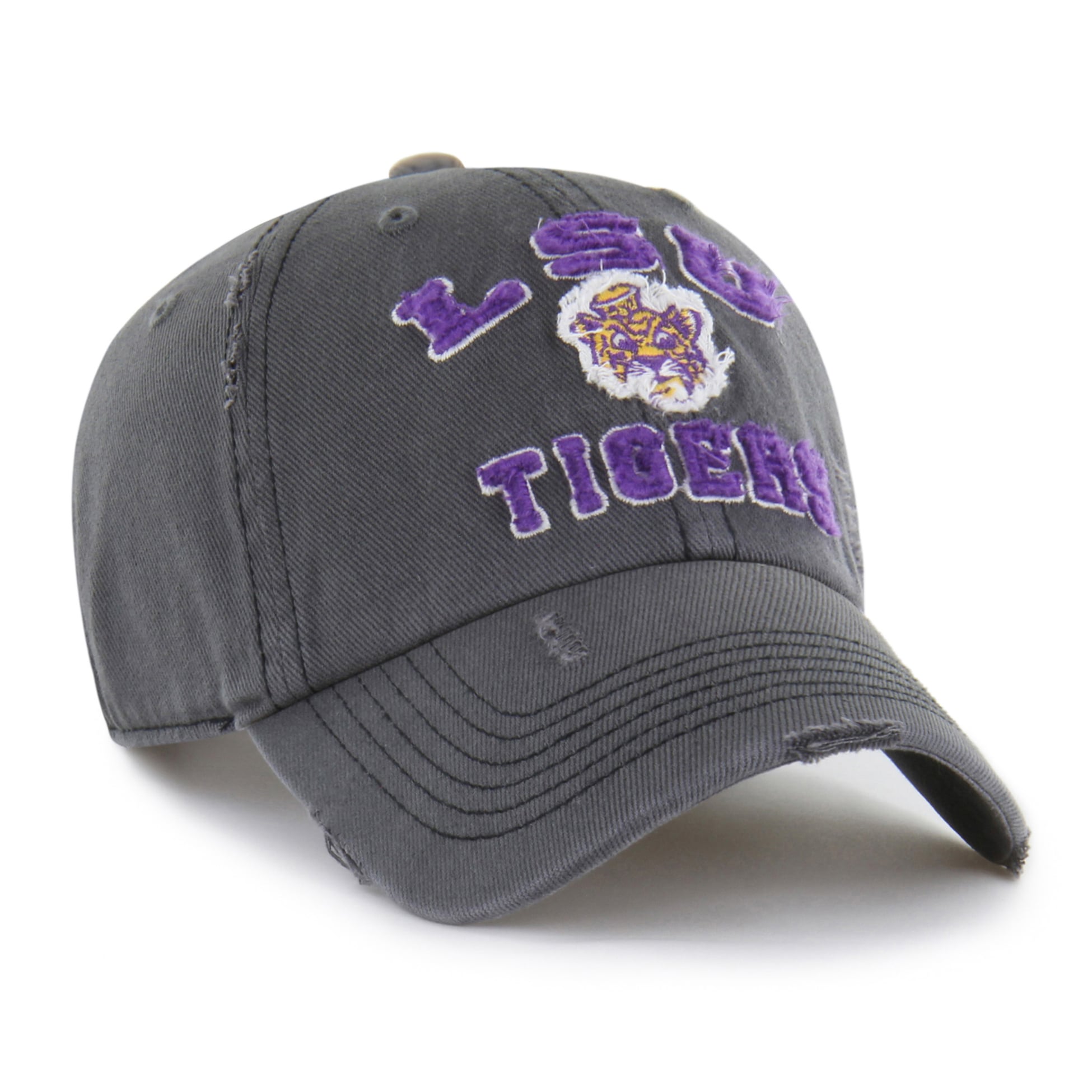 Casquette unisexe '47 Charcoal LSU Tigers Well-Worn Seymore Clean Up ajustable