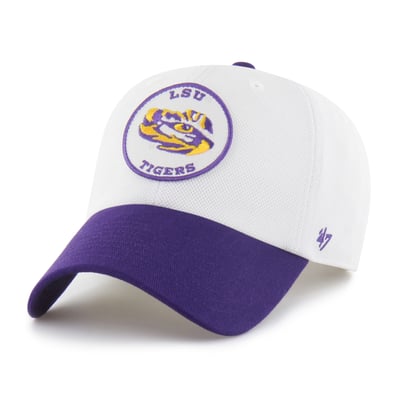 LSU Tigers '47 Unisex Pique Patch Clean Up Adjustable Hat - White/Purple
