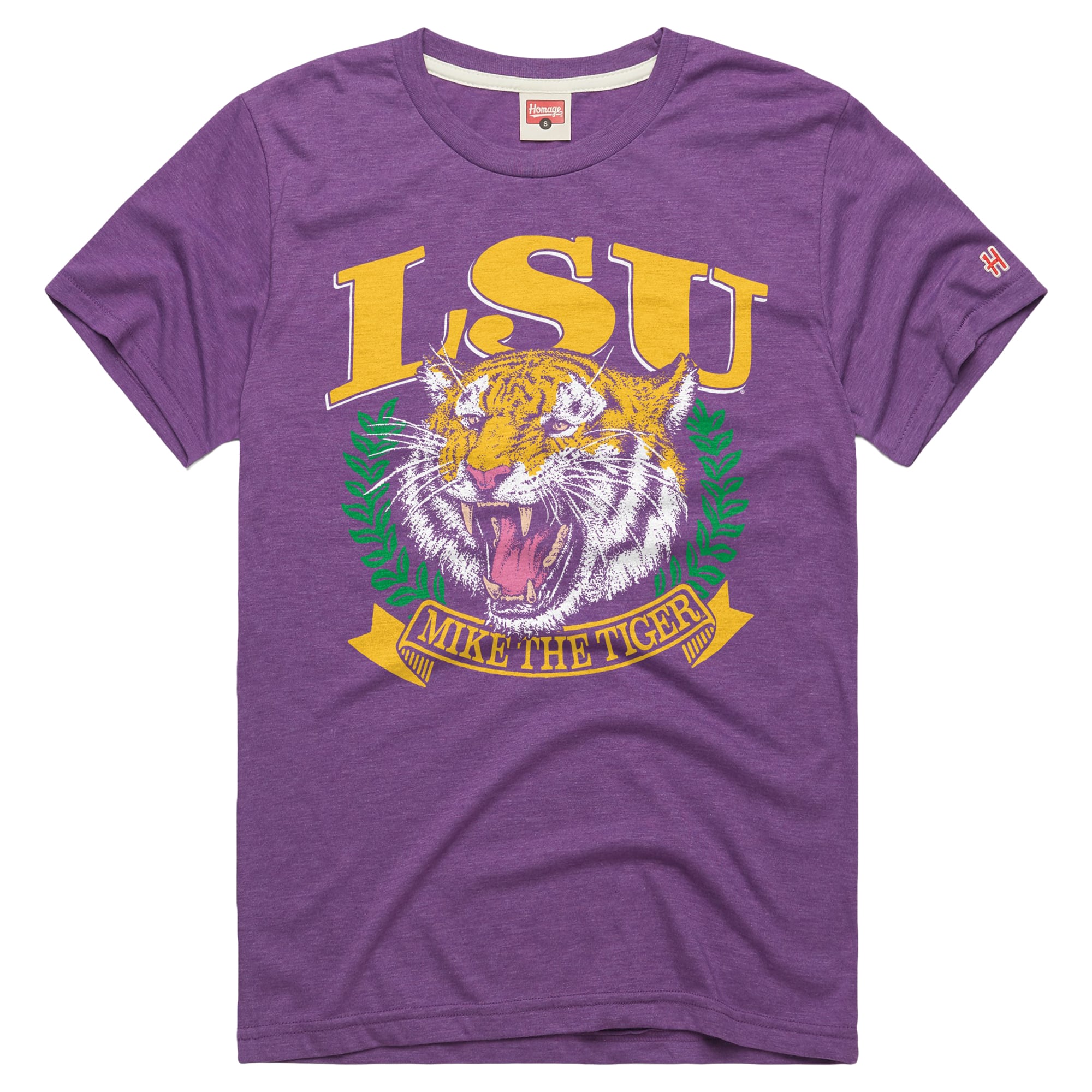 T-shirt unisexe Homage Purple LSU Tigers Mike The Tiger Crest Tri-Blend