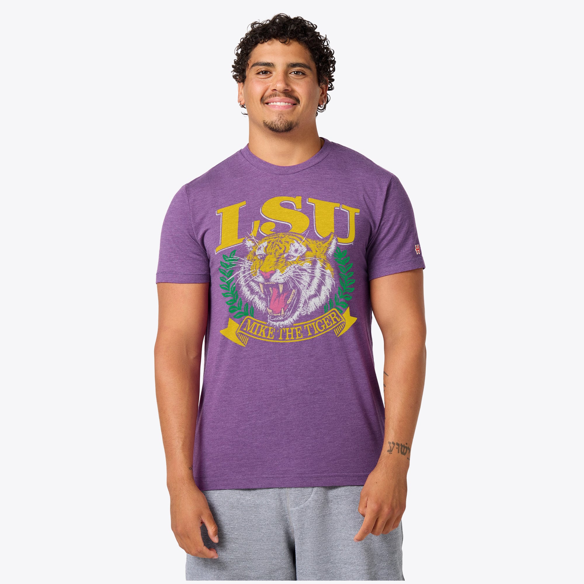 T-shirt unisexe Homage Purple LSU Tigers Mike The Tiger Crest Tri-Blend