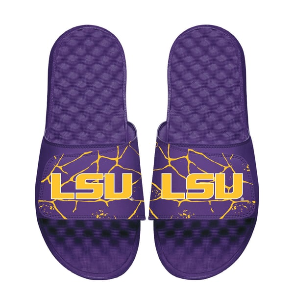 Unisex ISlide Purple LSU Tigers Shattered Slide Sandals display picture 2