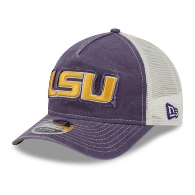 Casquette trucker unisexe New Era 9FORTY LSU Tigers, modèle A-Frame délavé, ajustable - Violet