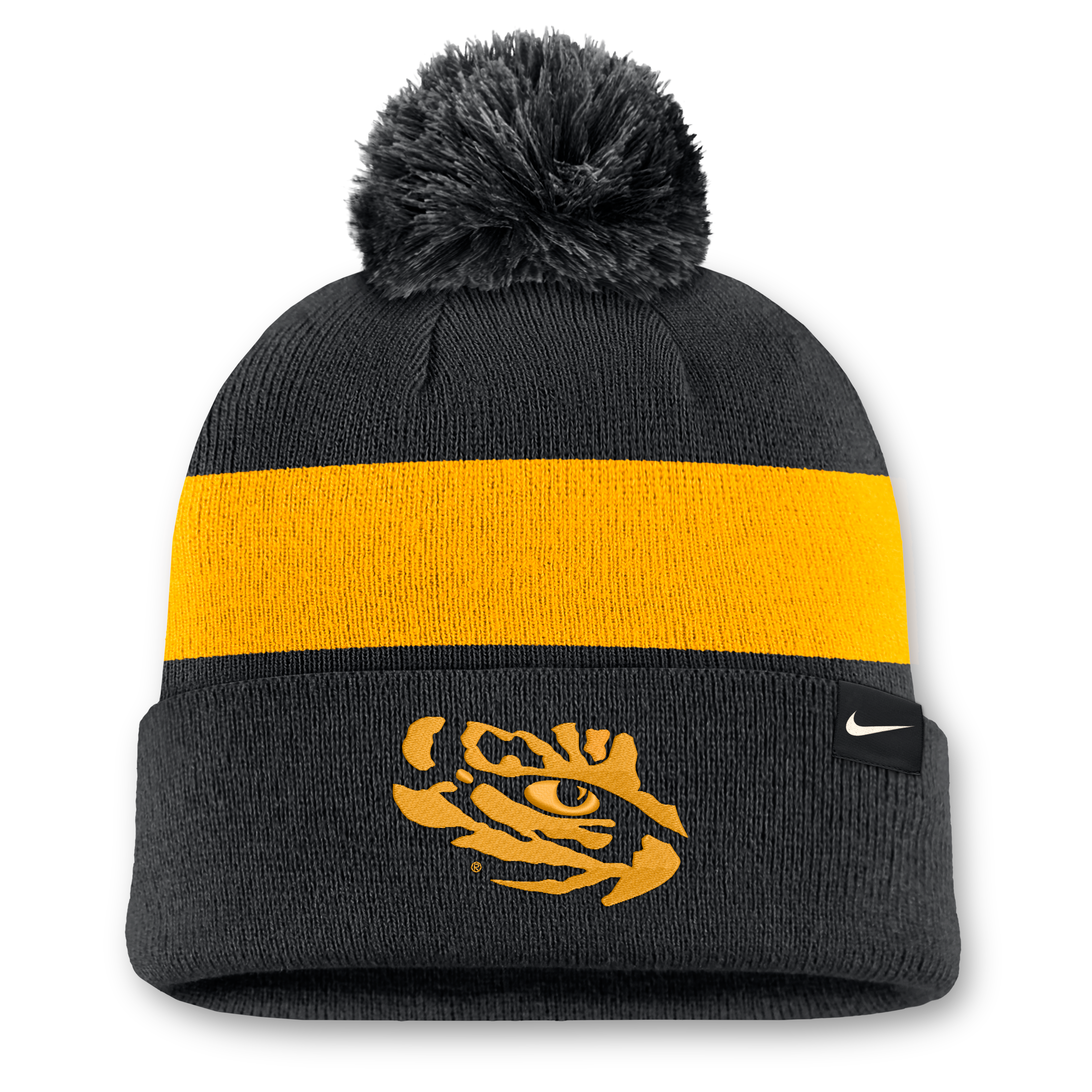 Bonnet unisexe Nike noir à rayures LSU Tigers Primetime avec pompon